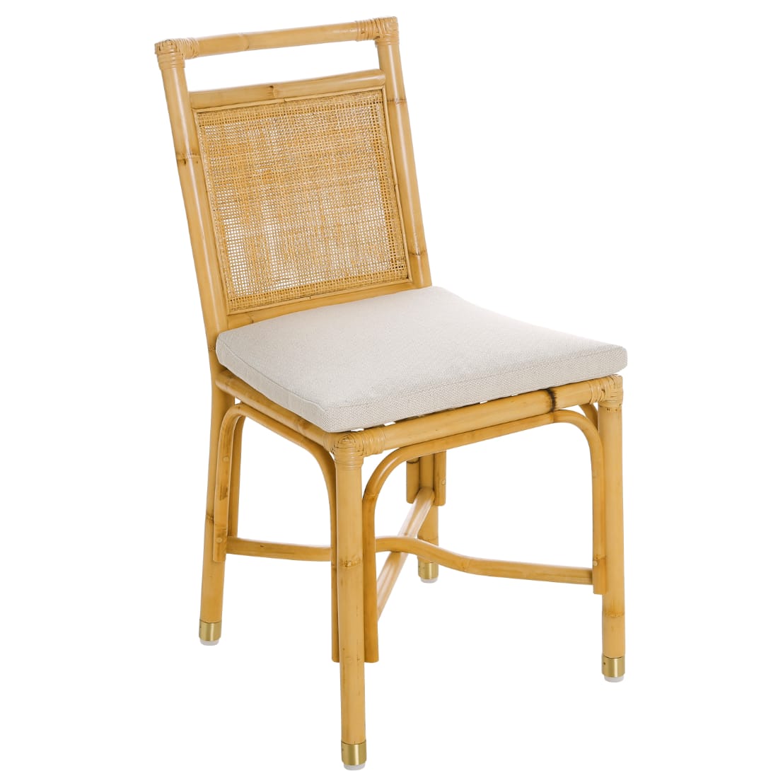 Chaise en rotin et lin beige
