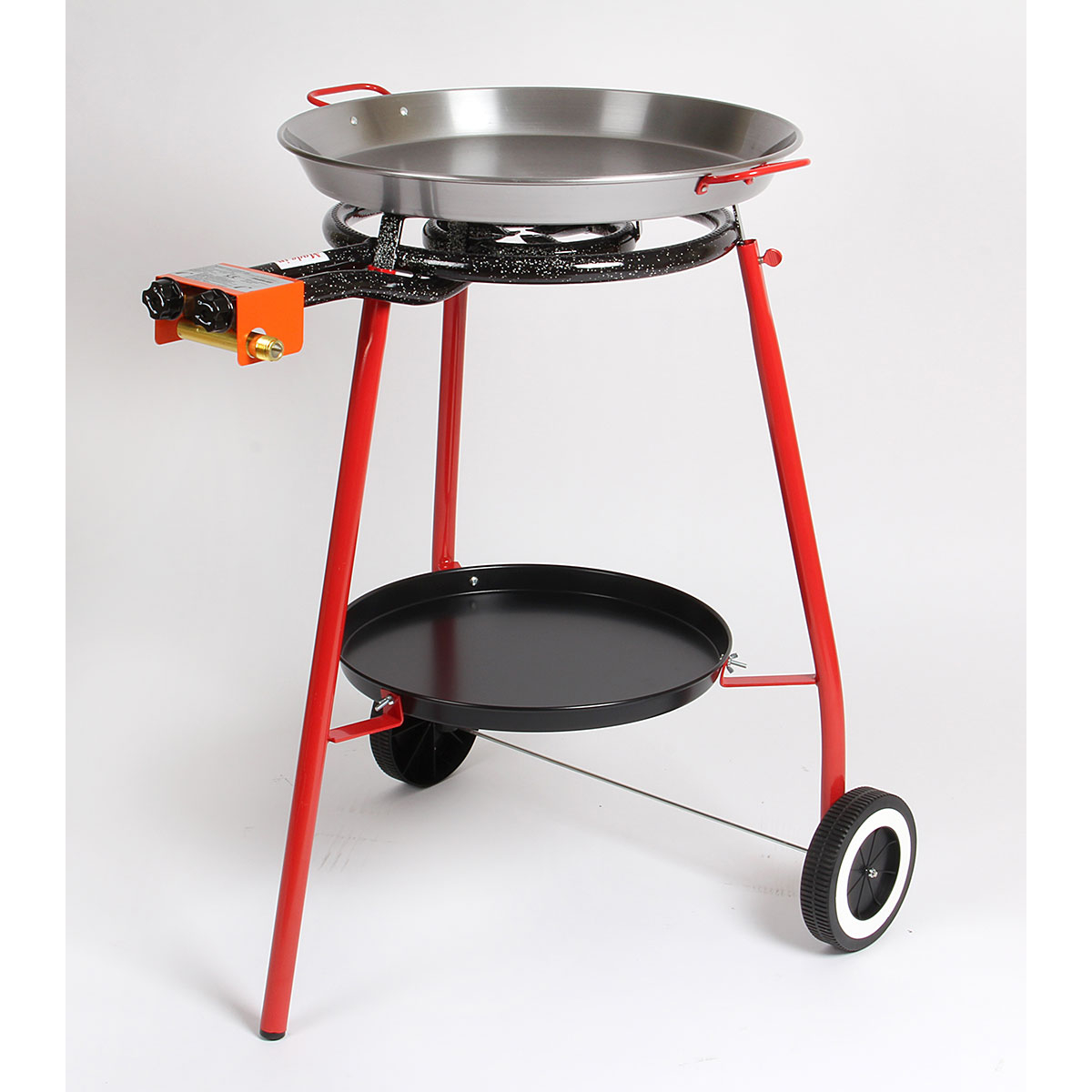 Set à paella avec plateforme de rangement métal rouge Ø 50 cm