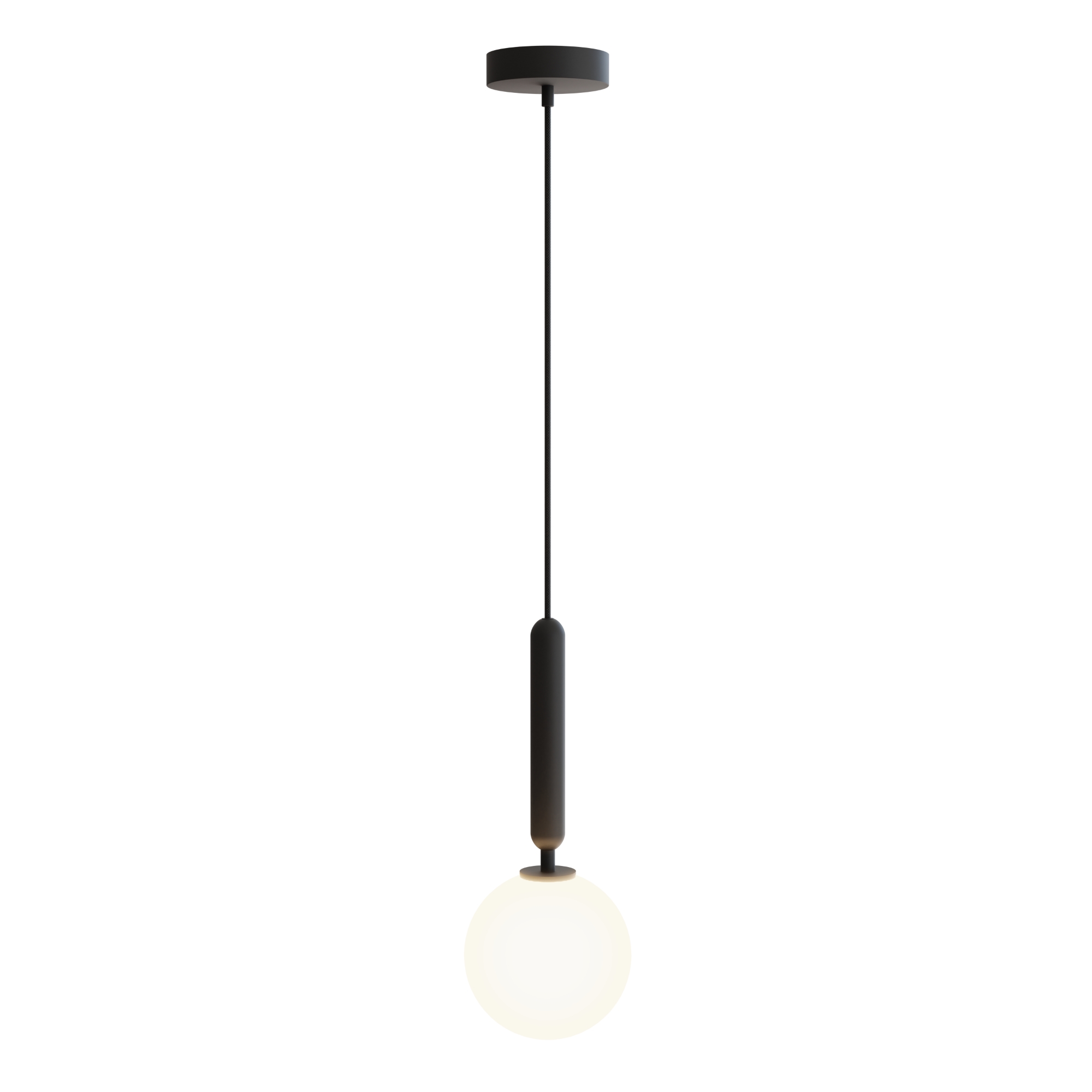 lampe à suspension noire avec sphère en verre d15cm
