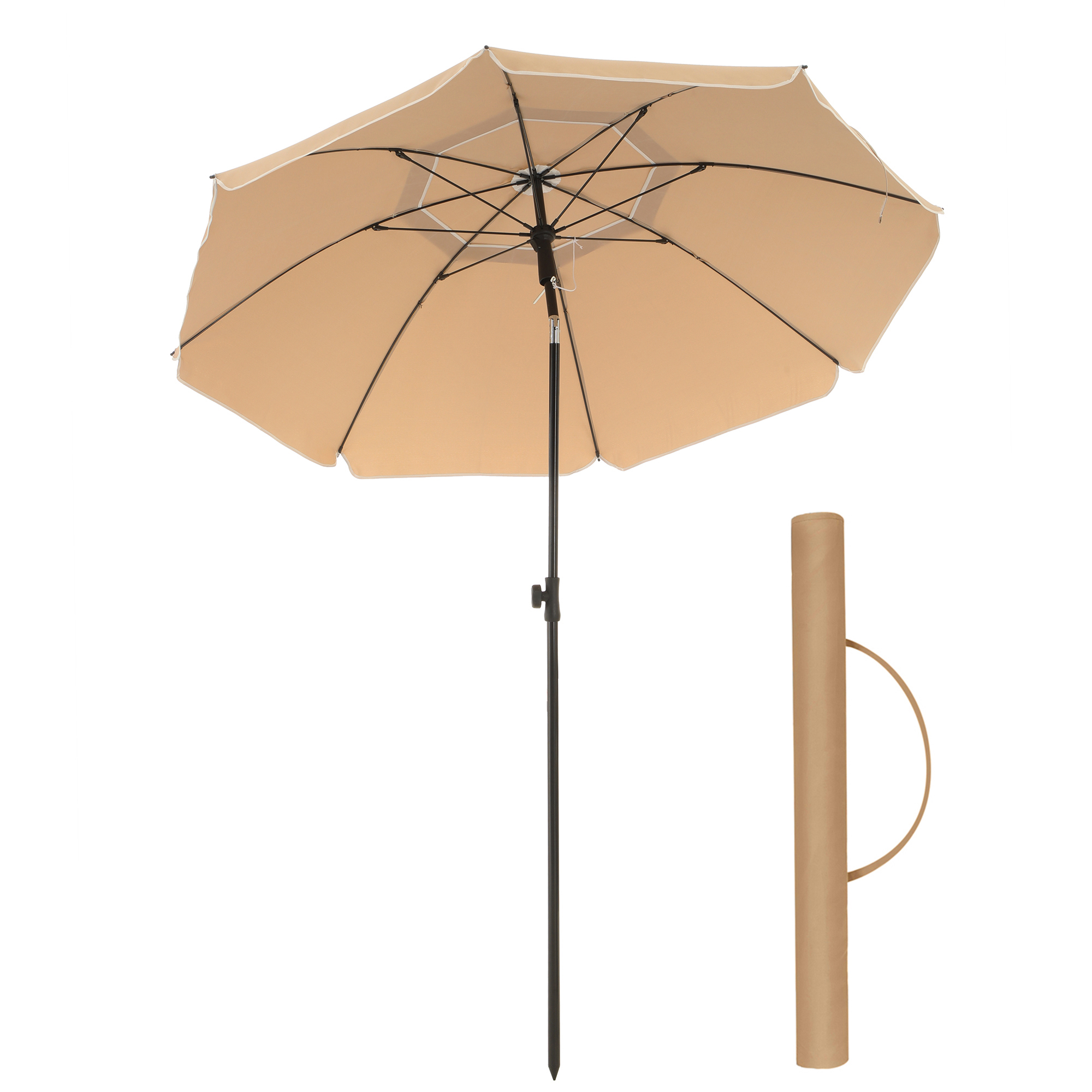 Parasol de 200 cm protection solaire upf 50+ Inclinable sur 30° taupe