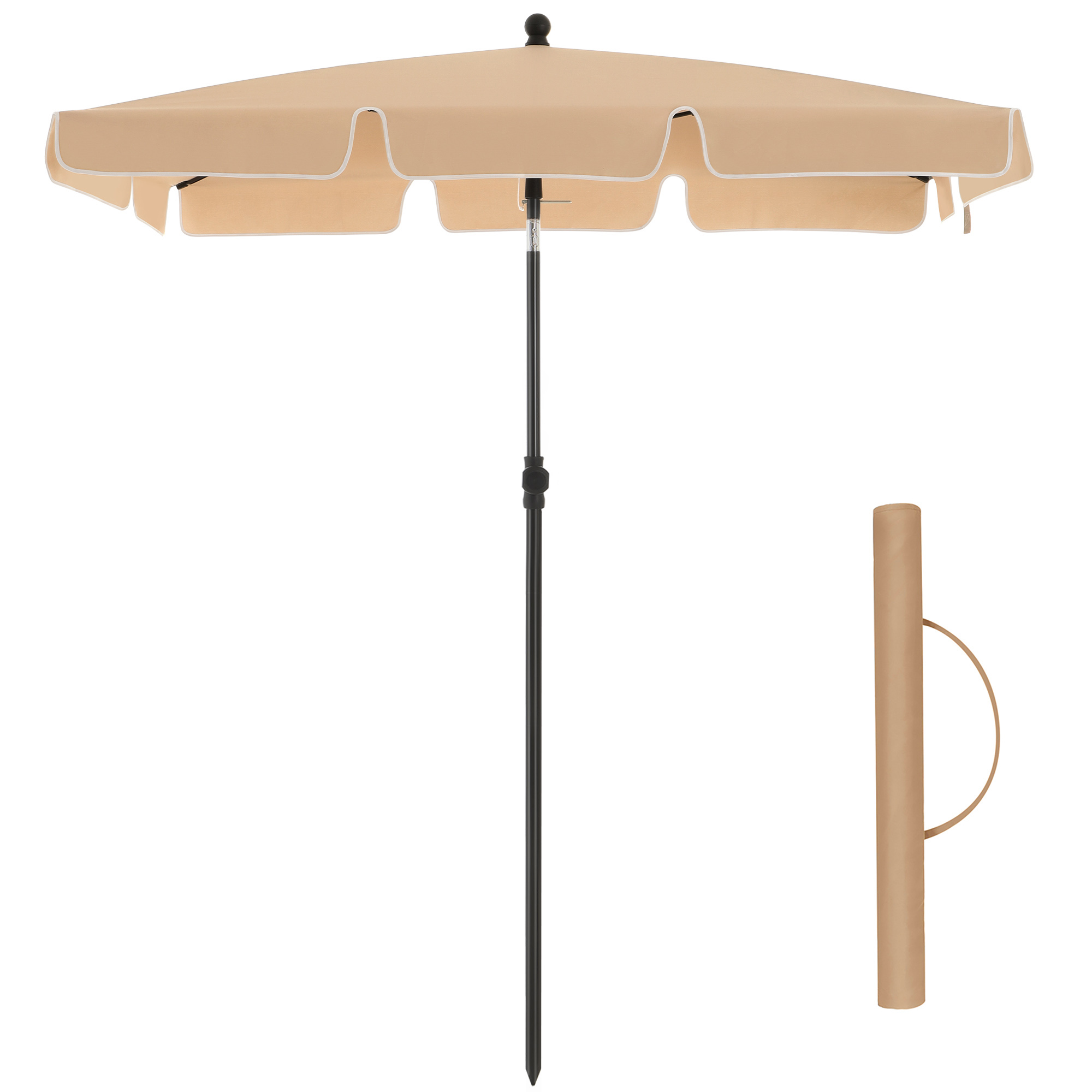 Parasol 200 x 125 cm protection solaire upf 50+ inclinable Taupe