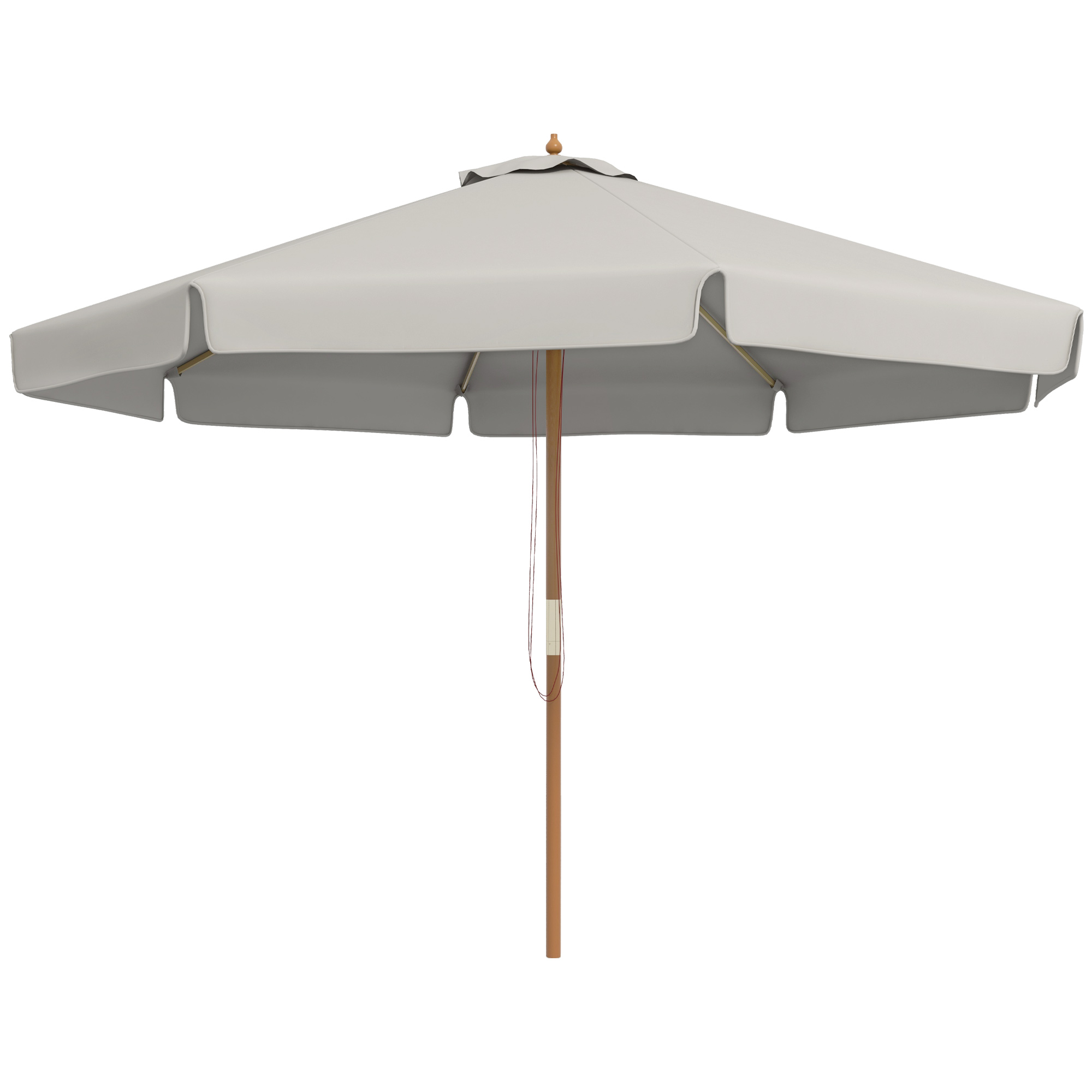 Parasol droit rond grande taille bois de bambou polyester gris