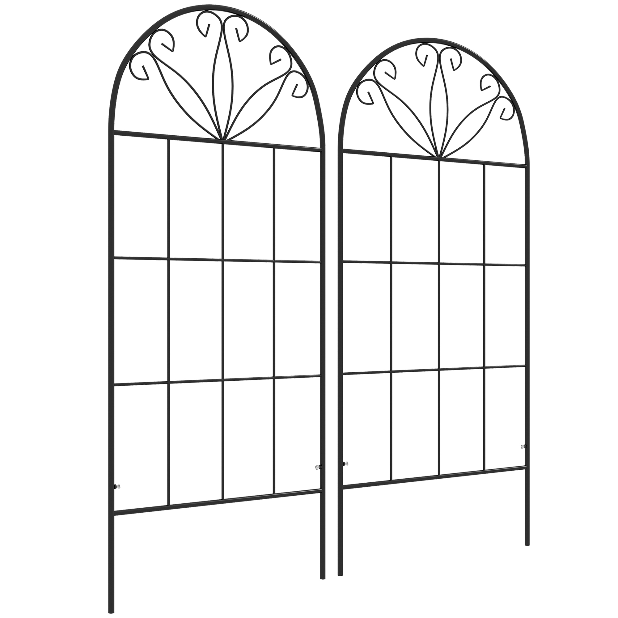 Treillis de jardin lot de 2 supports plantes grimpantes métal noir