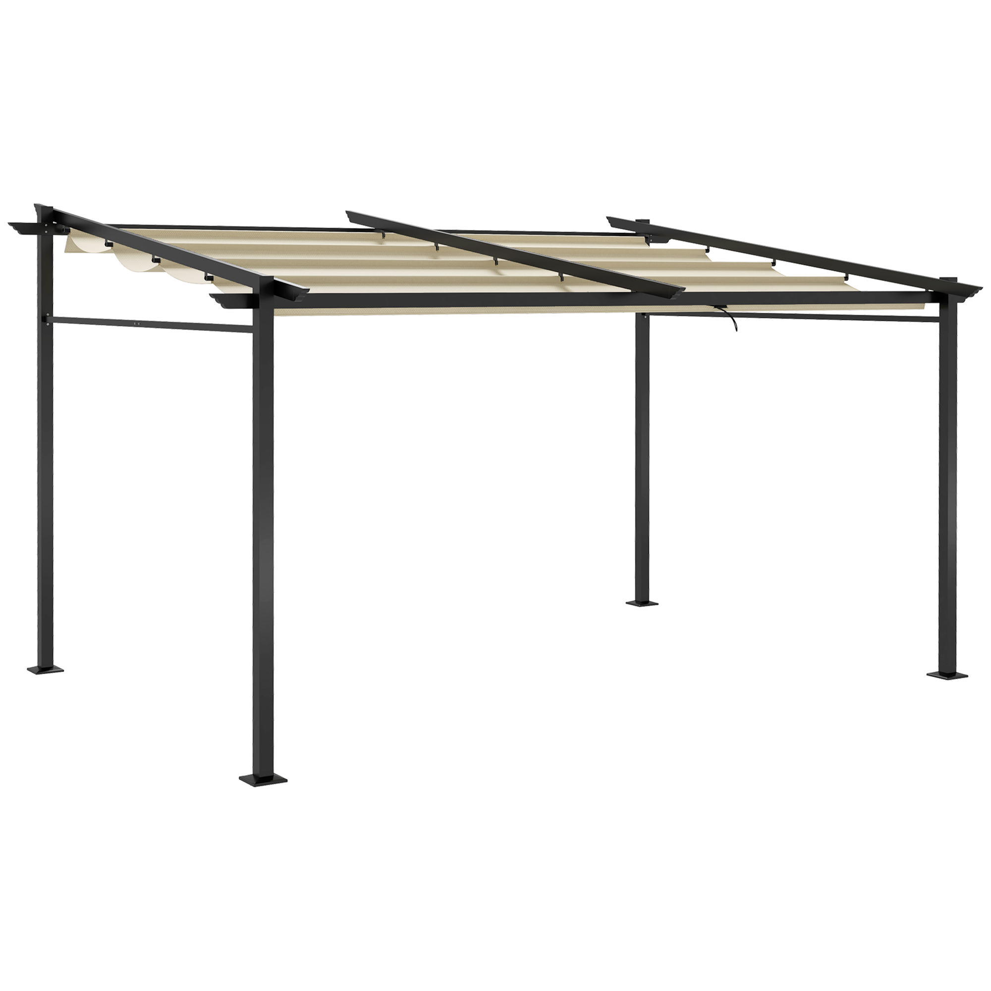 Pergola rétractable 3,97L x 2,95l x 2,3H m alu. acier polyester beige