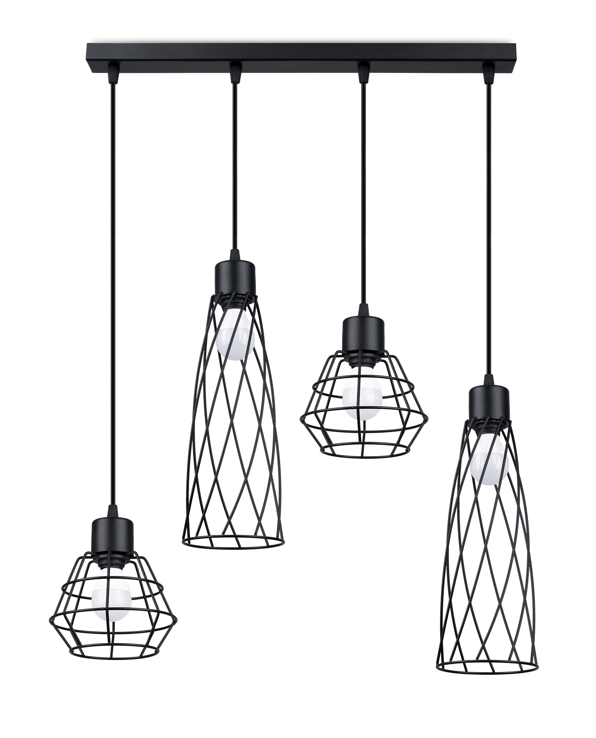 Suspension conique en métal, noir L: 58cm