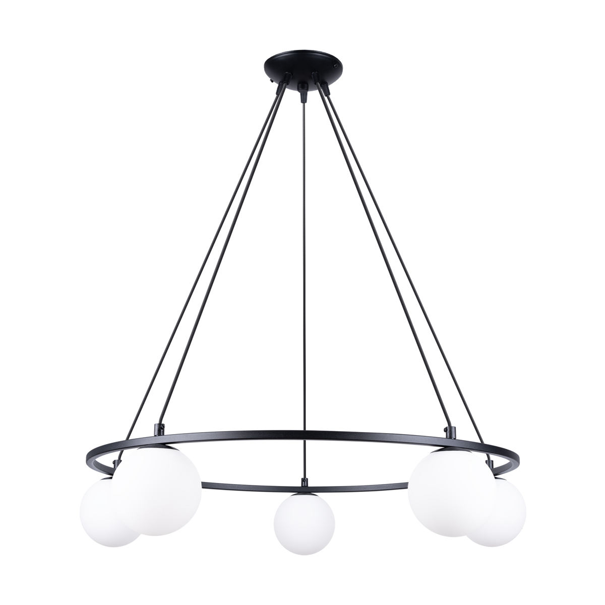 Suspension ronde en métal, noir L: 80cm