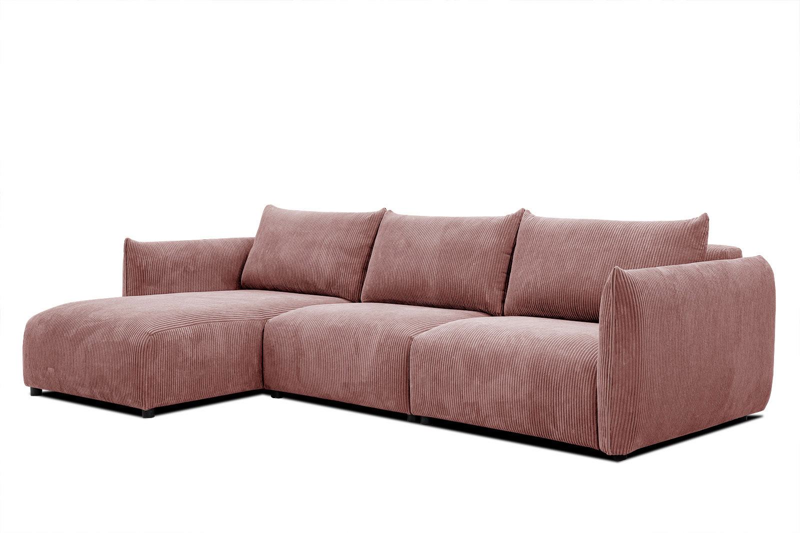 Canapé d'angle 4 places Rose Tissu Moderne Confort