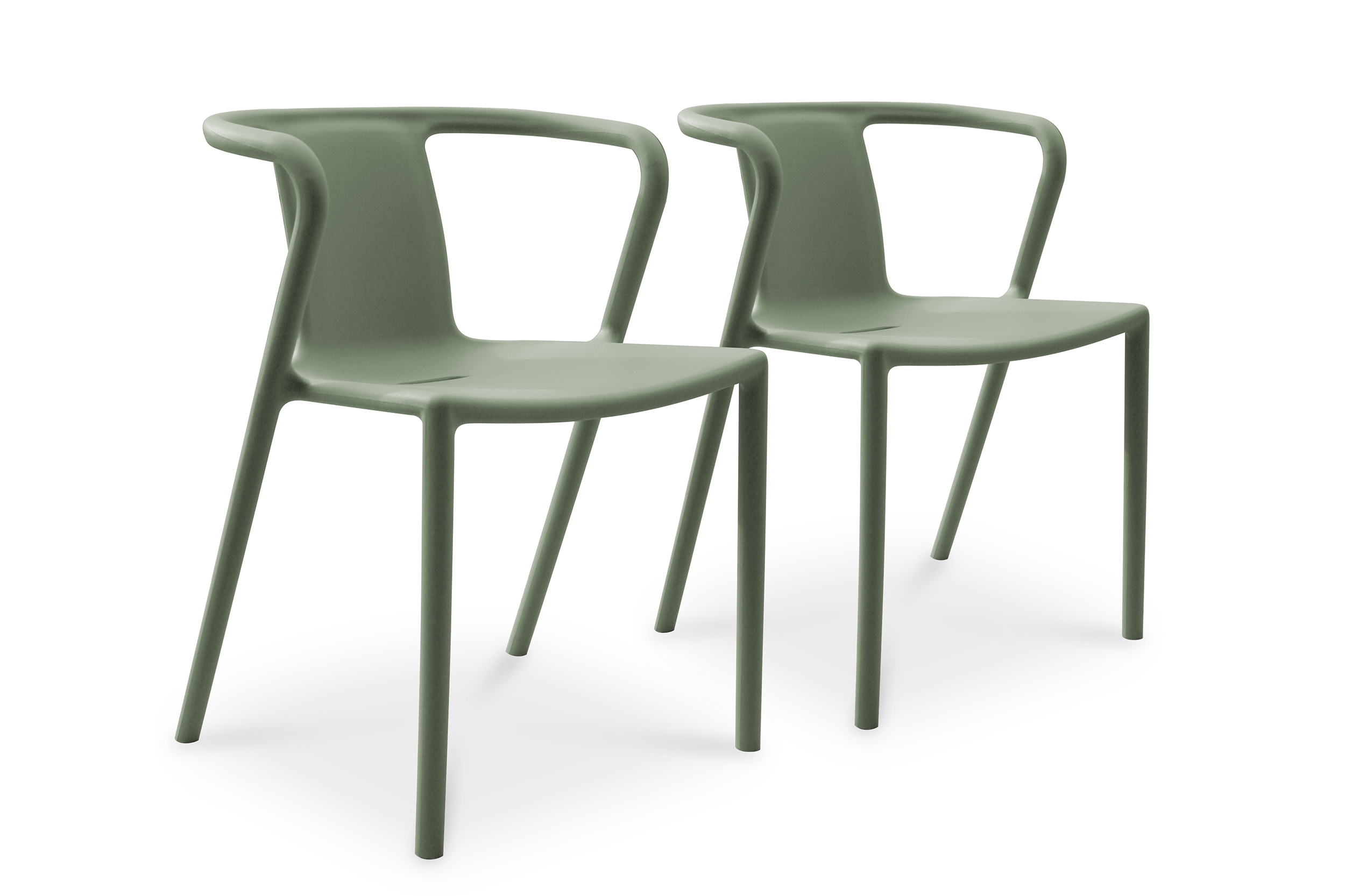 lot de 2 fauteuils de jardin empilables en polypropylène vert olive