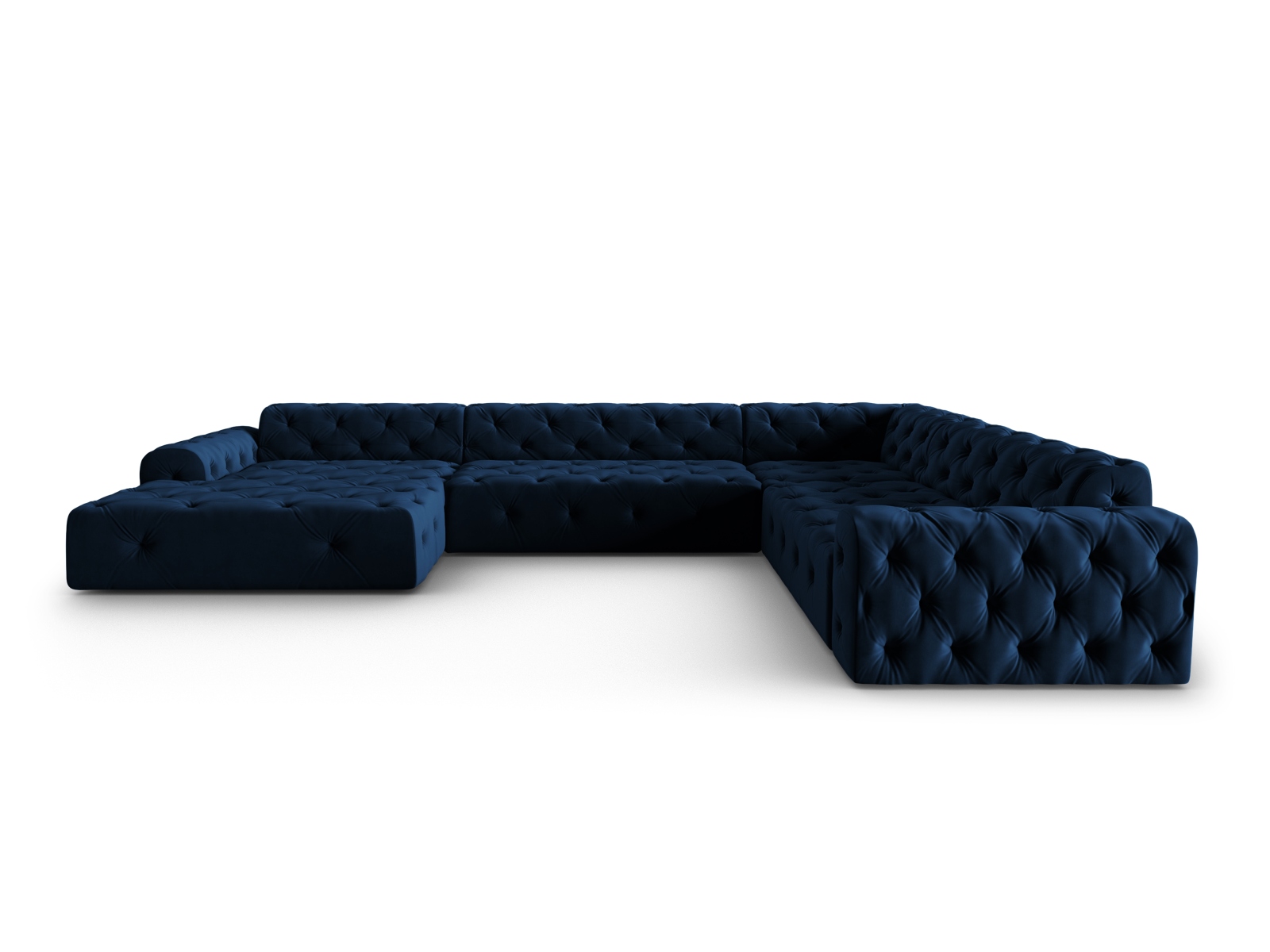 Canapé d'angle 6 places Bleu Tissu Design Panoramique Promotion