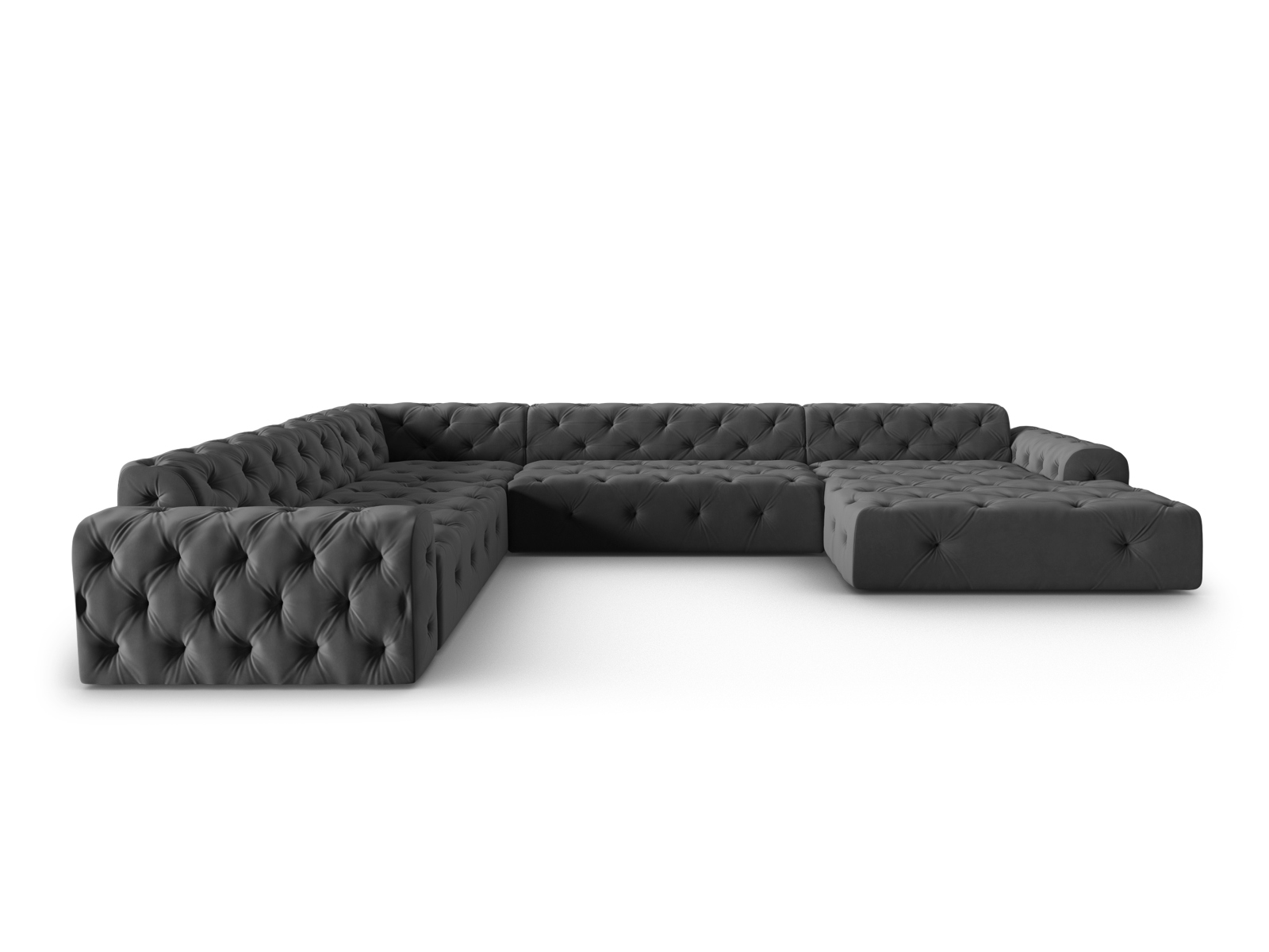 Canapé d'angle 6 places Noir Tissu Design Panoramique Promotion