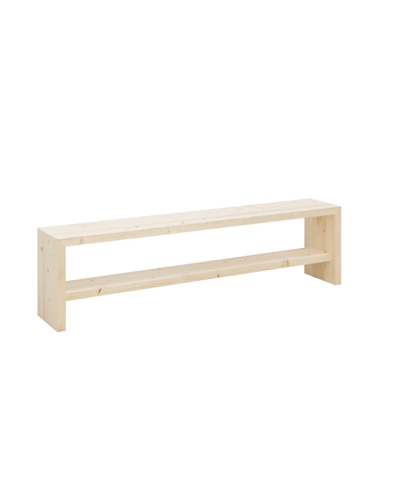 Banc à chaussures en bois de sapin ton naturel 145x45cm