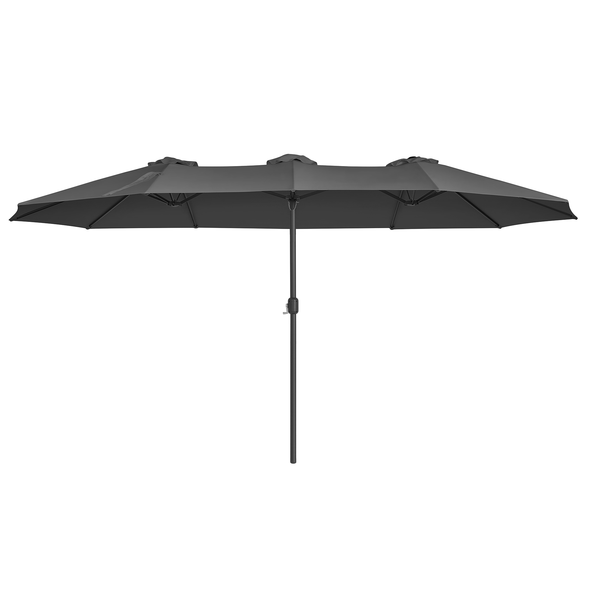 Parasol double 460 x 270 cm ombrelle protection upf 50+ gris