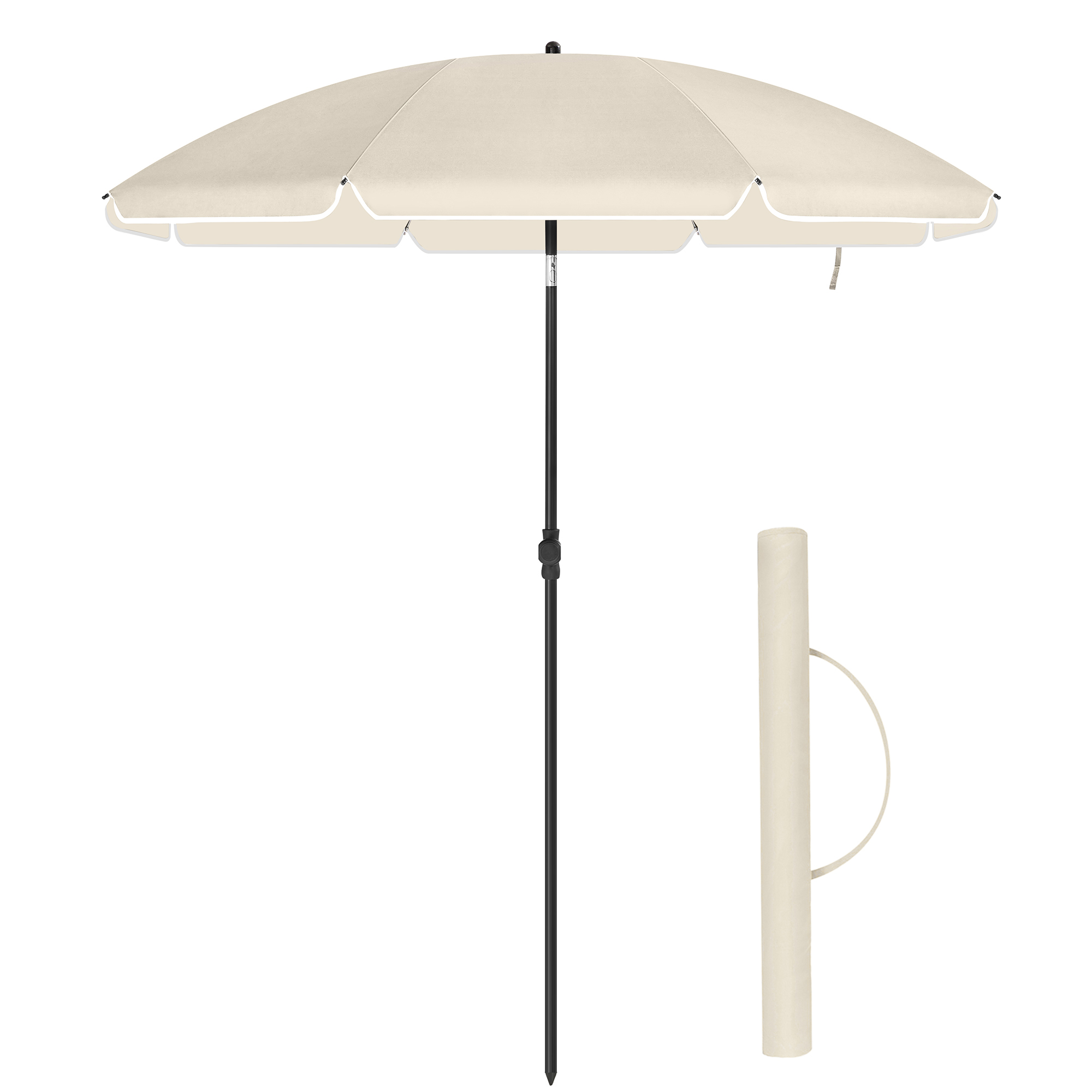 Parasol de 200 cm protection solaire upf 50+ Inclinable sur 30° beige