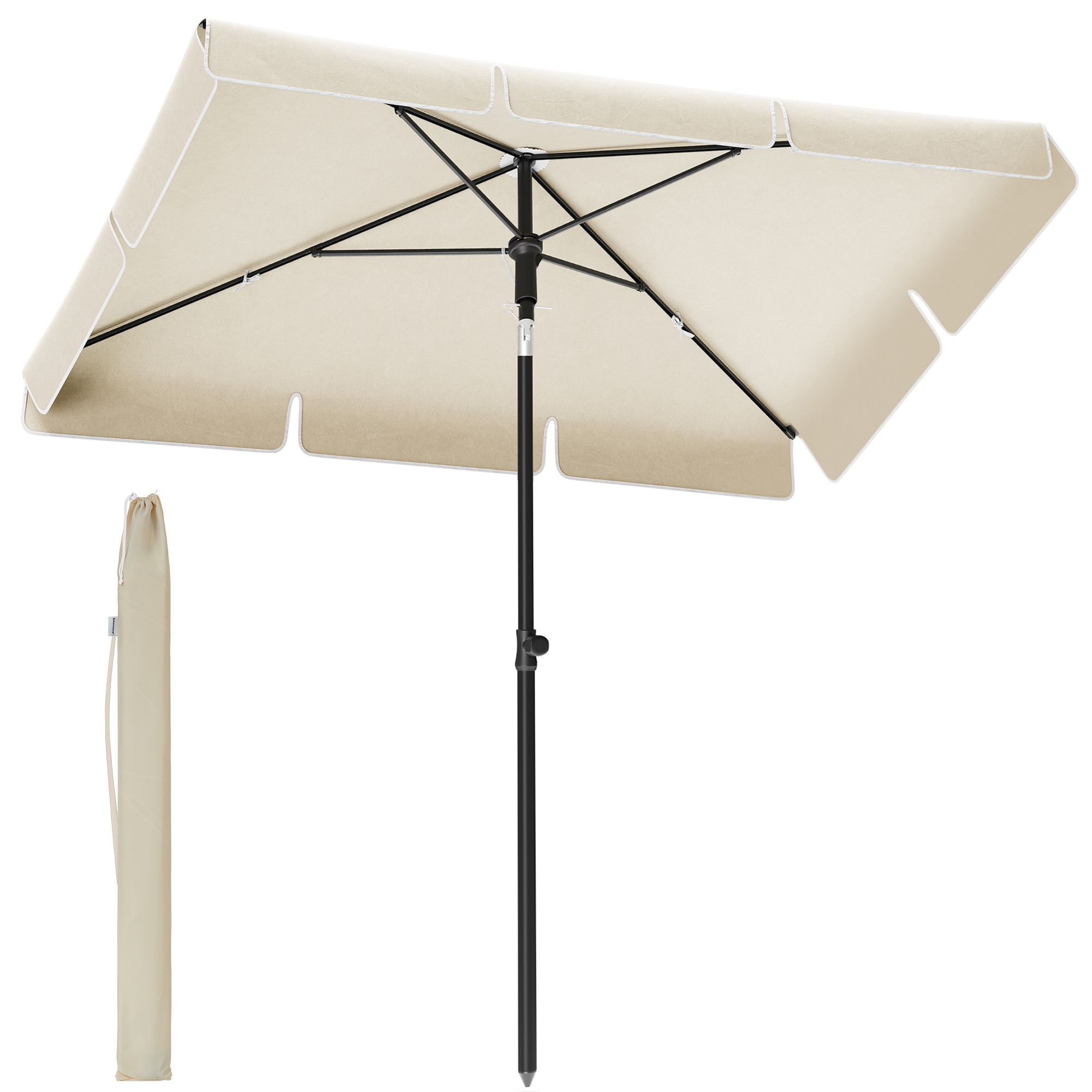 Parasol 200 x 125 cm hauteur réglable beige