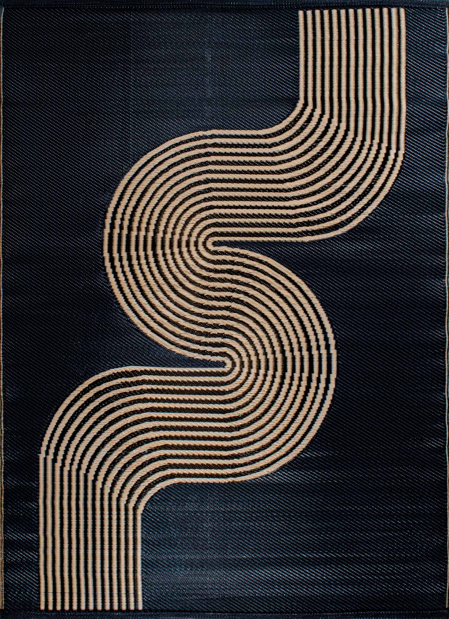 Tapis extérieur réversible motif vague - Noir - 120x160 cm