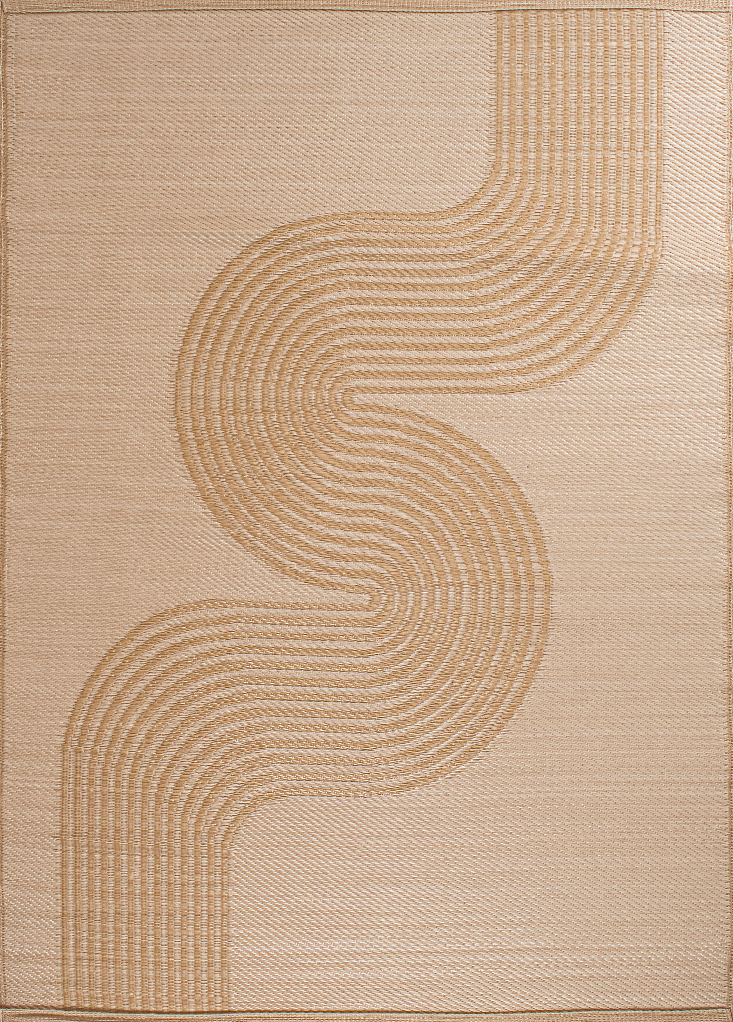 Tapis extérieur réversible motif vague - Beige - 120x160 cm