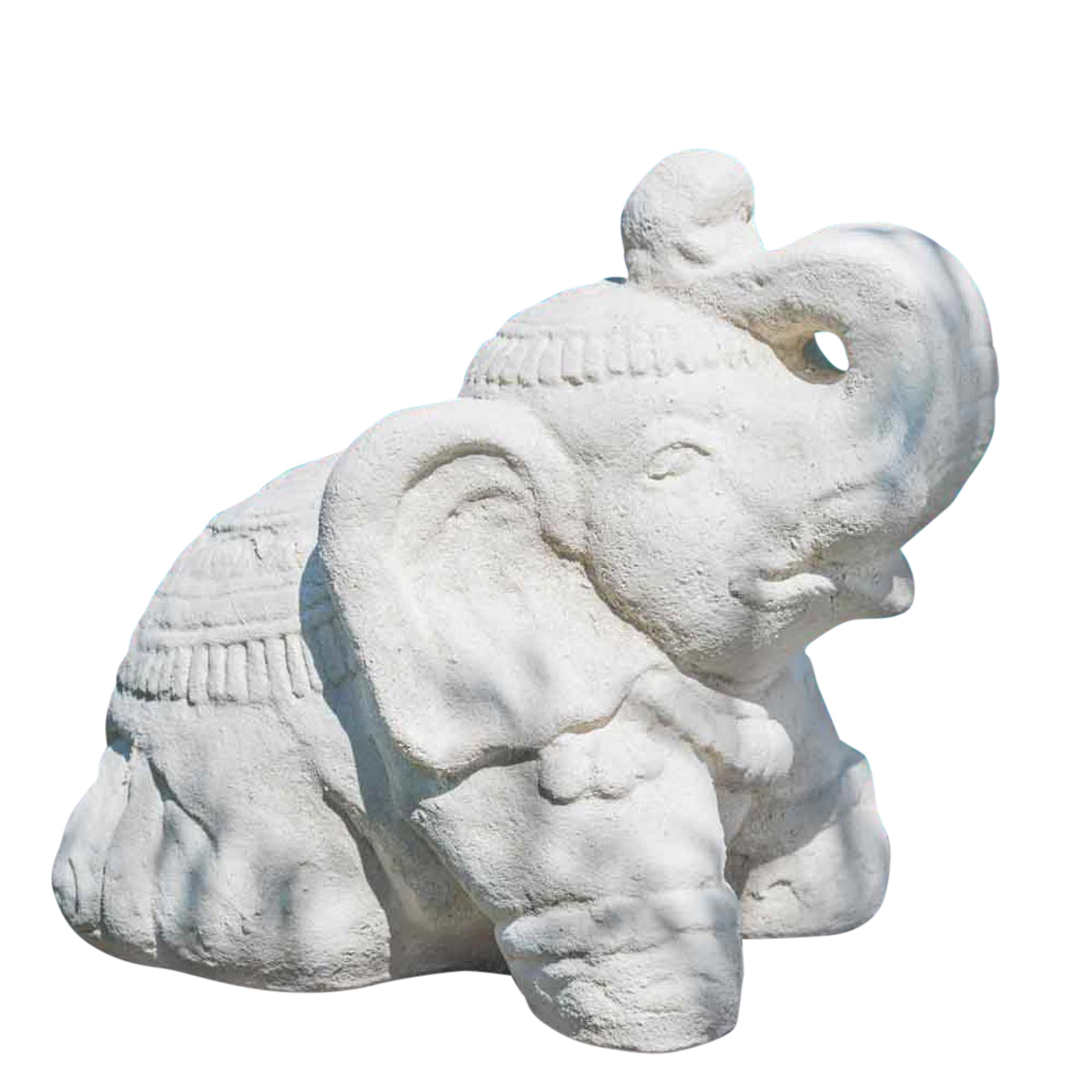 Statue eléphant assis 40cm blanc crème