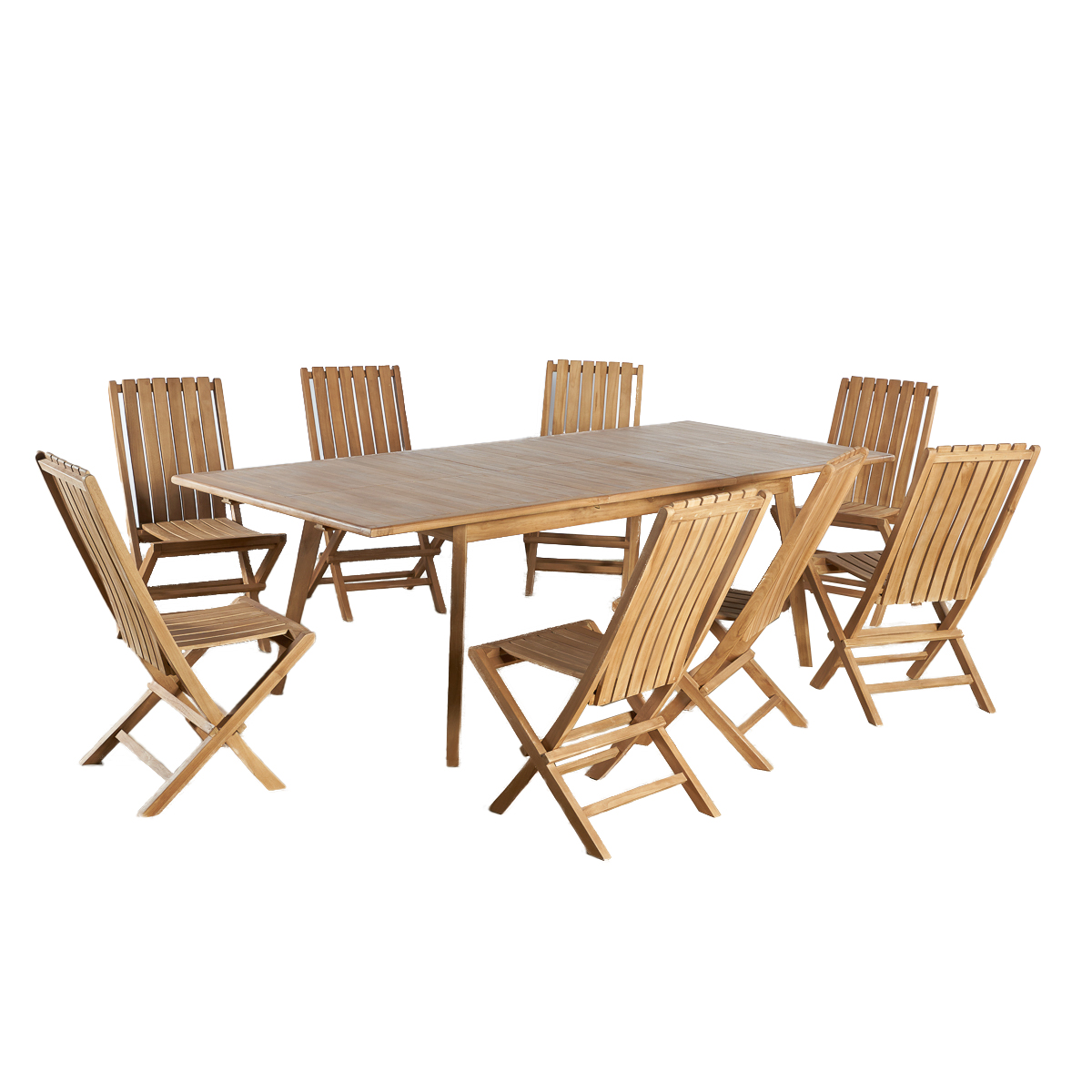 Ensemble table extensible de jardin et 8 chaises pliantes