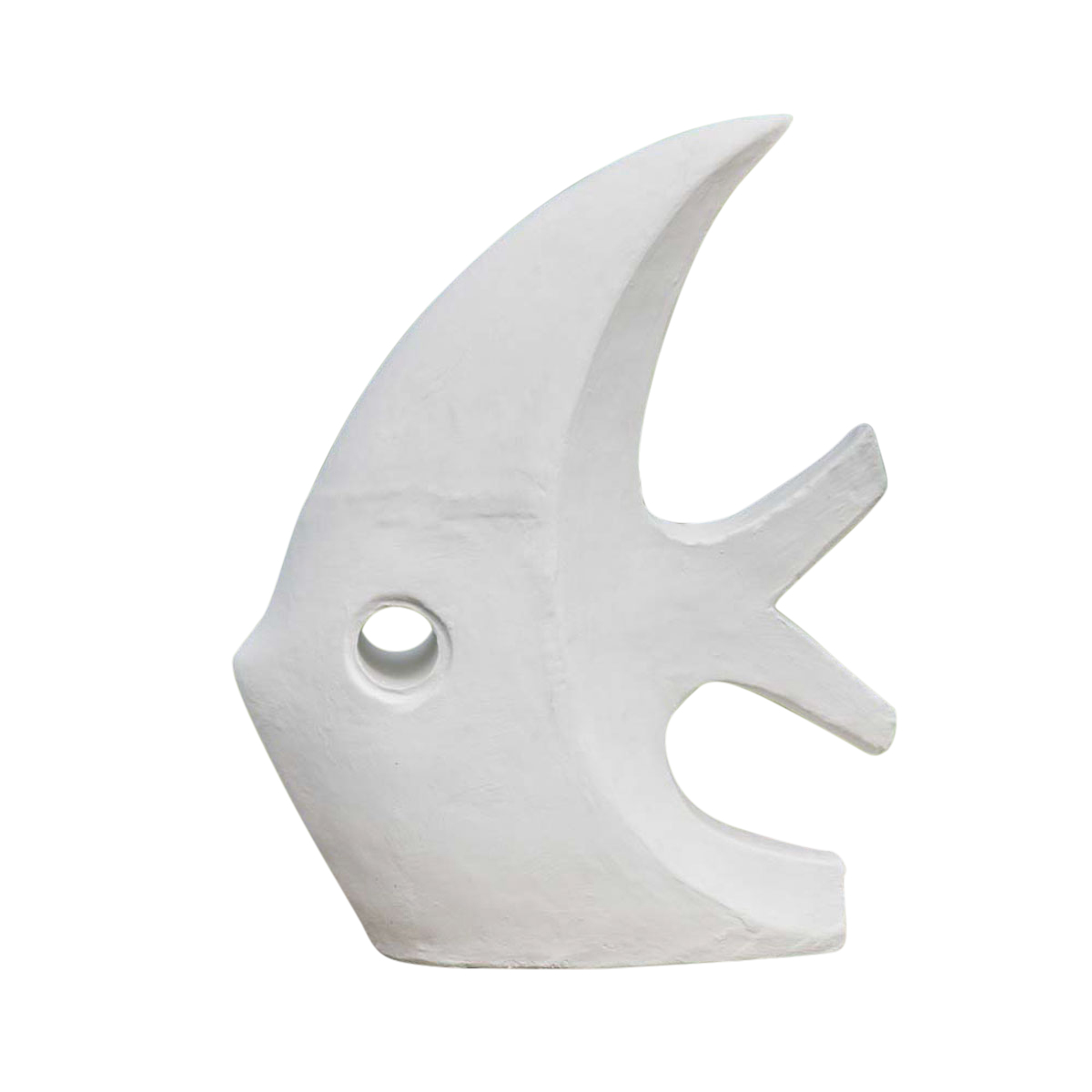 Déco jardin contemporaine poisson 78 cm blanc