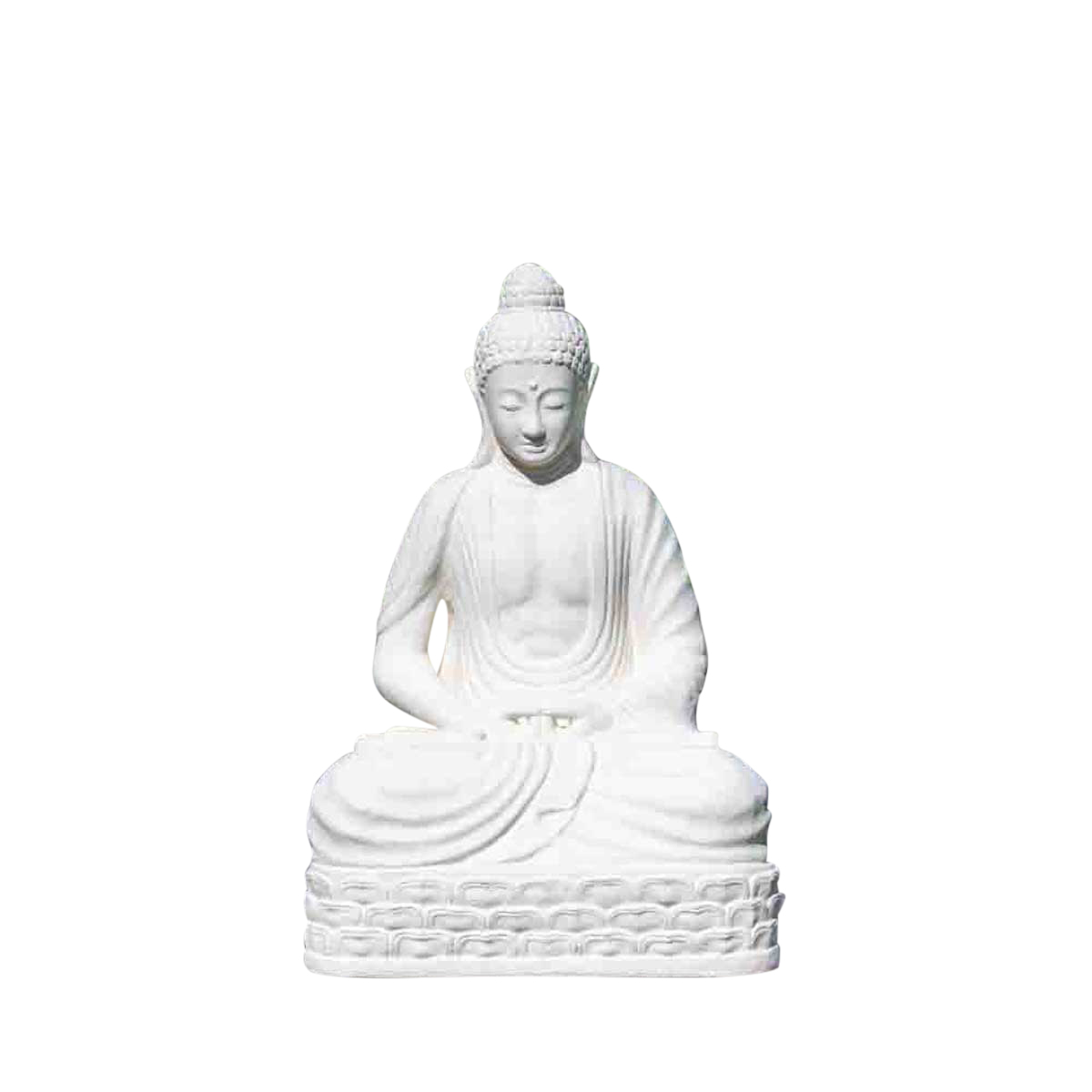 Statue jardin bouddha assis fibre de verre position chakra 150cm blanc