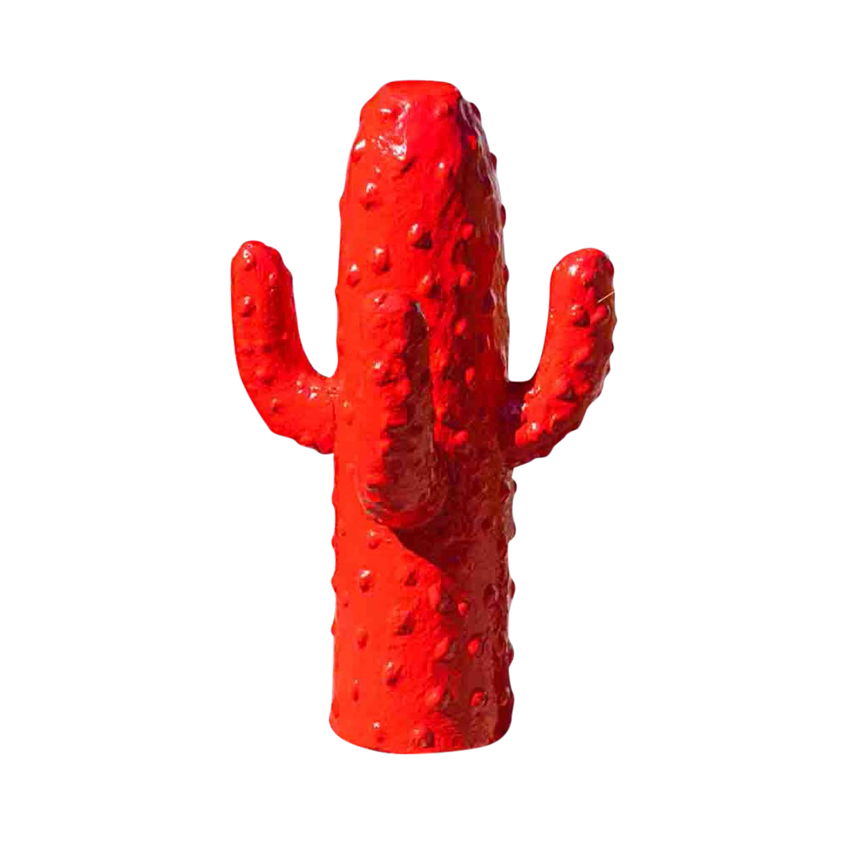 Sculpture jardin moderne cactus 50cm rouge