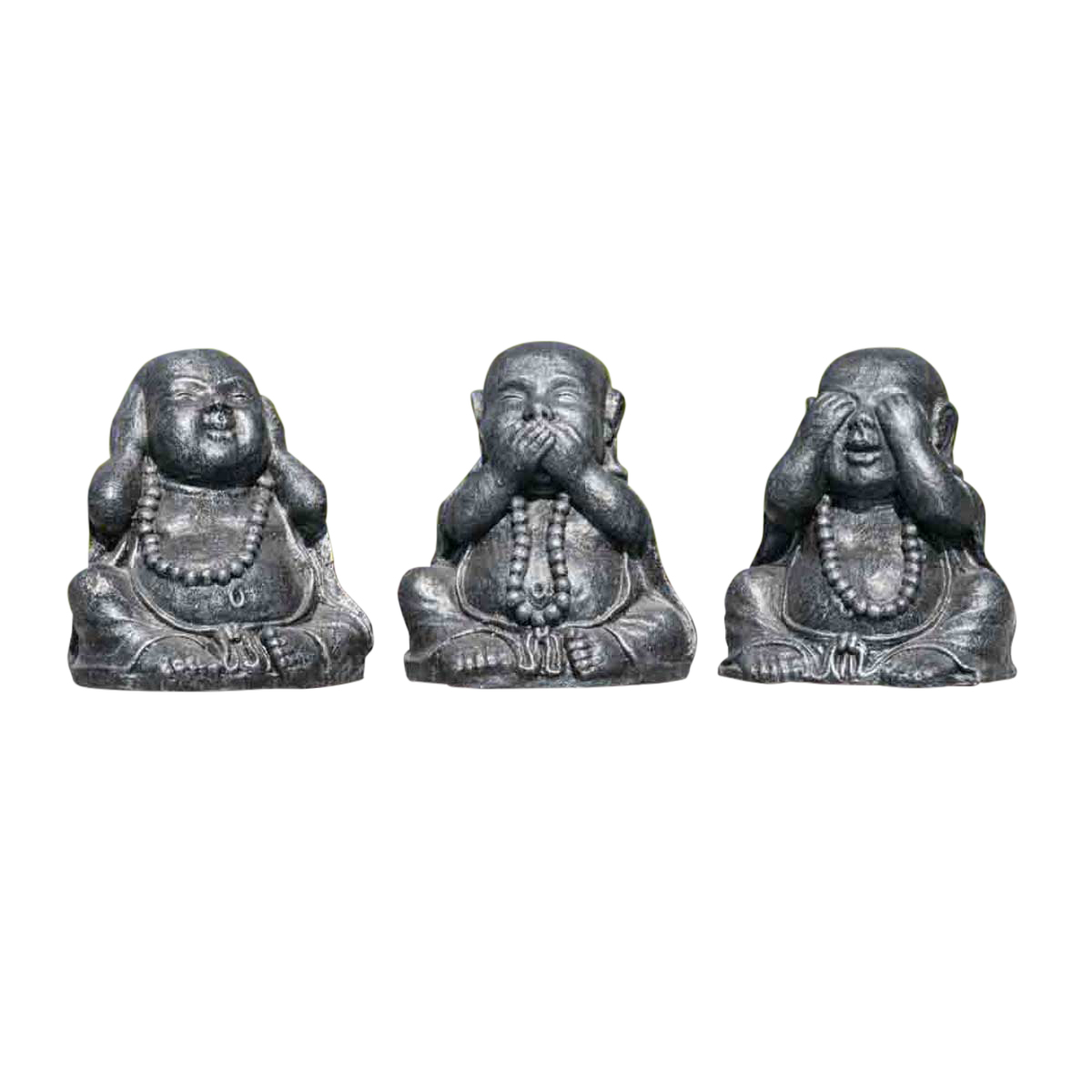 Statues de bouddha sagesse patiné gris 40 cm