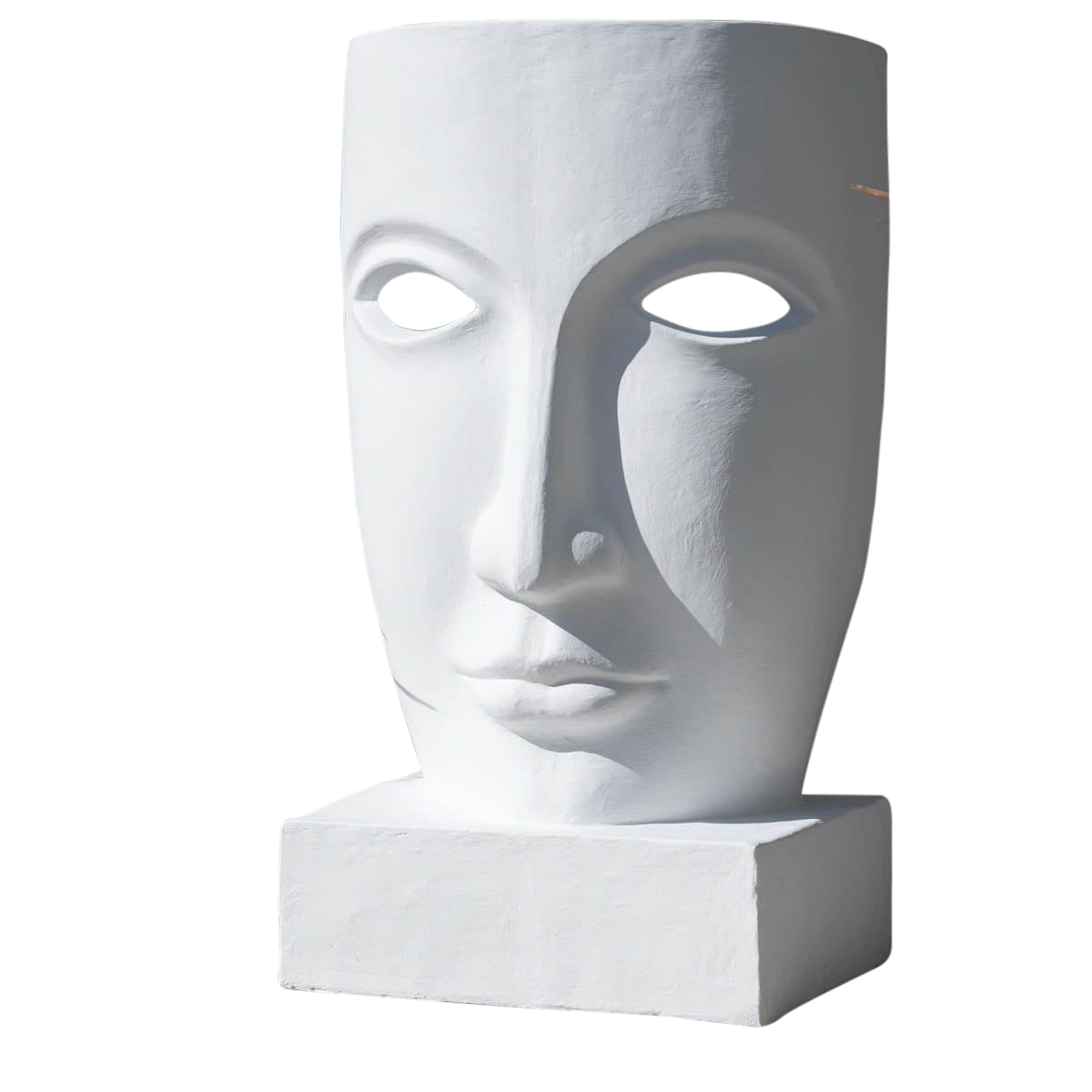 Grande statue de jardin visage design blanc