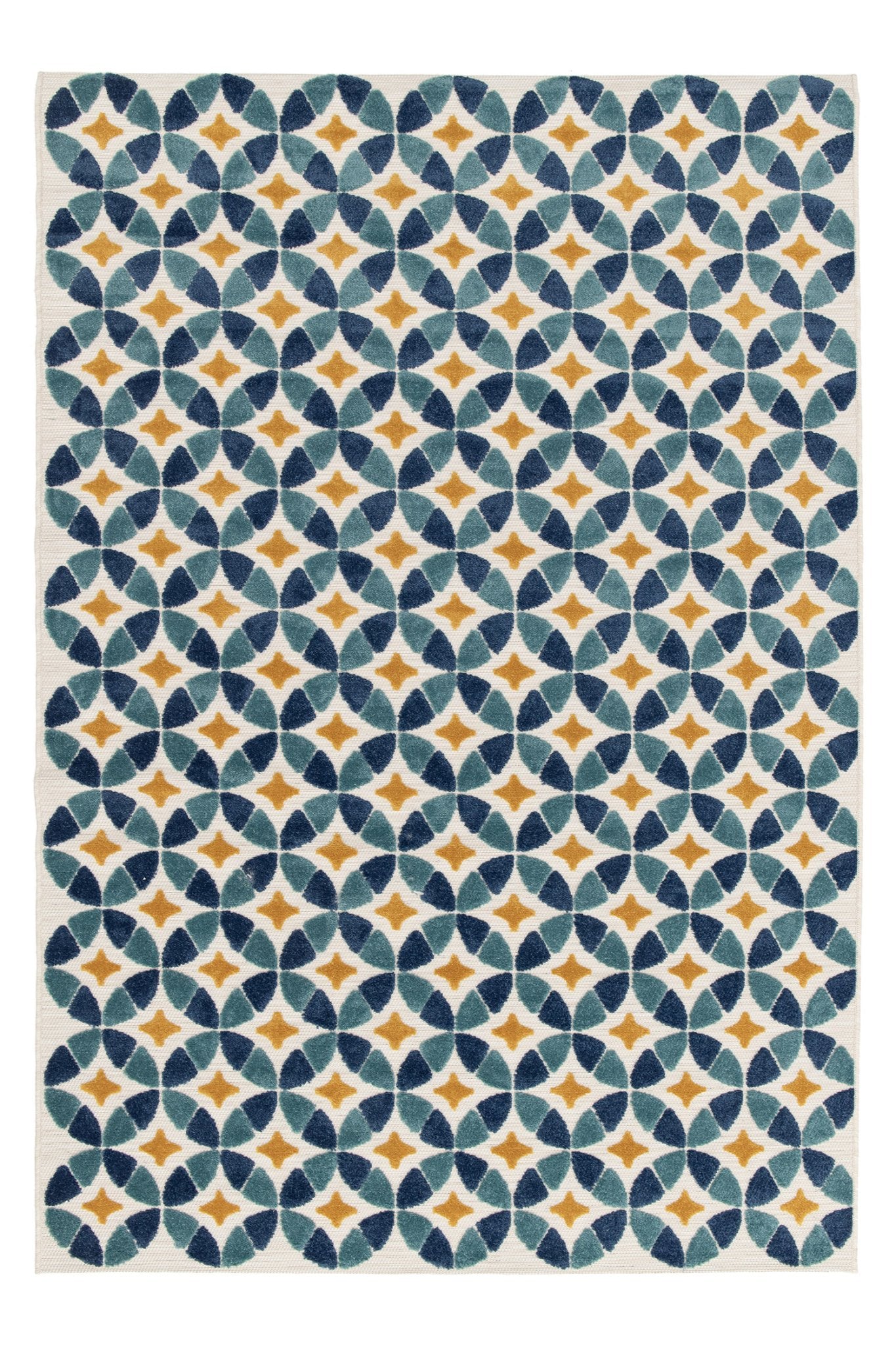 Tapis intérieur extérieur avec effet sculpté bleu