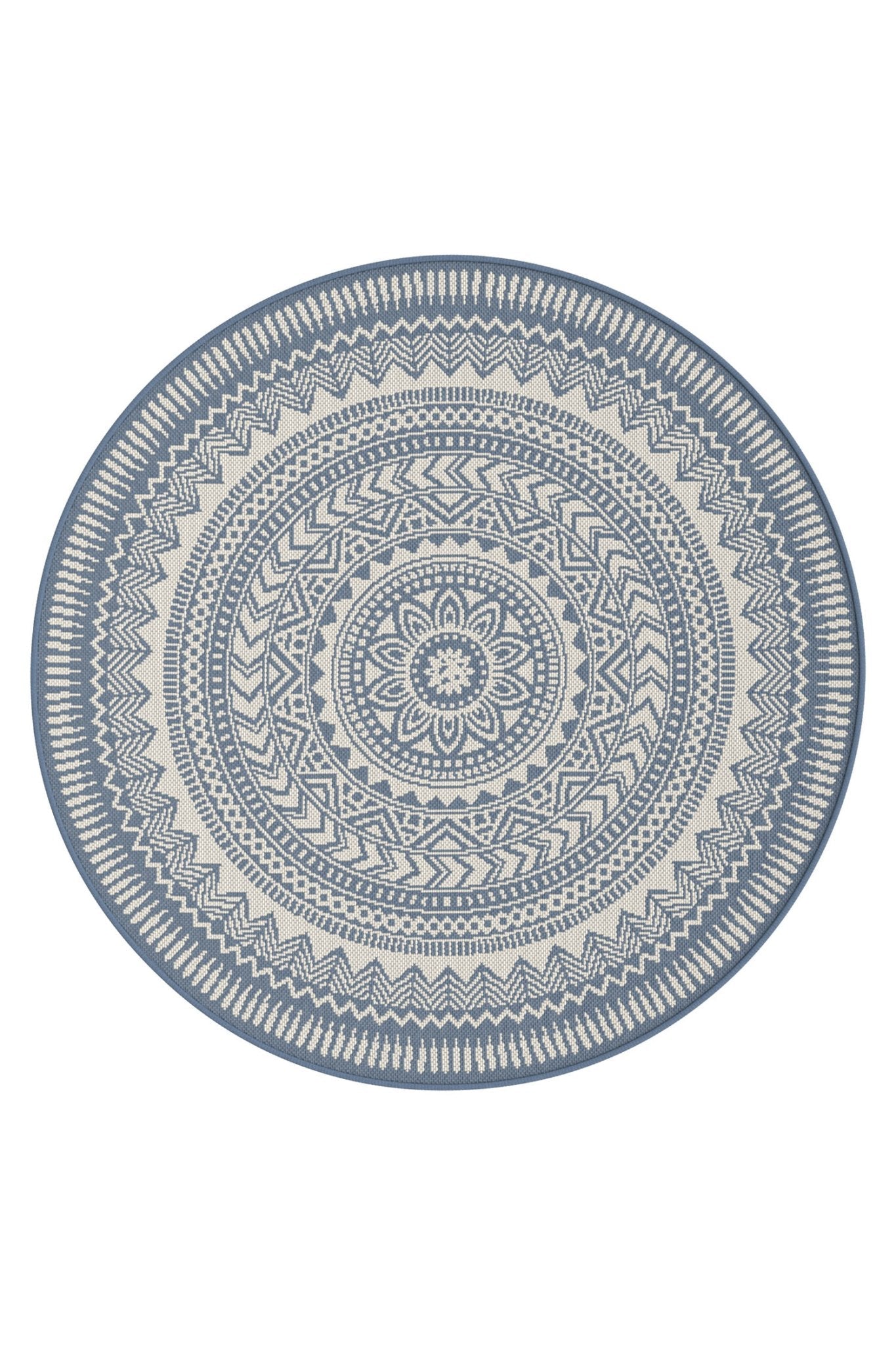 Tapis rond design intérieur extérieur bleu