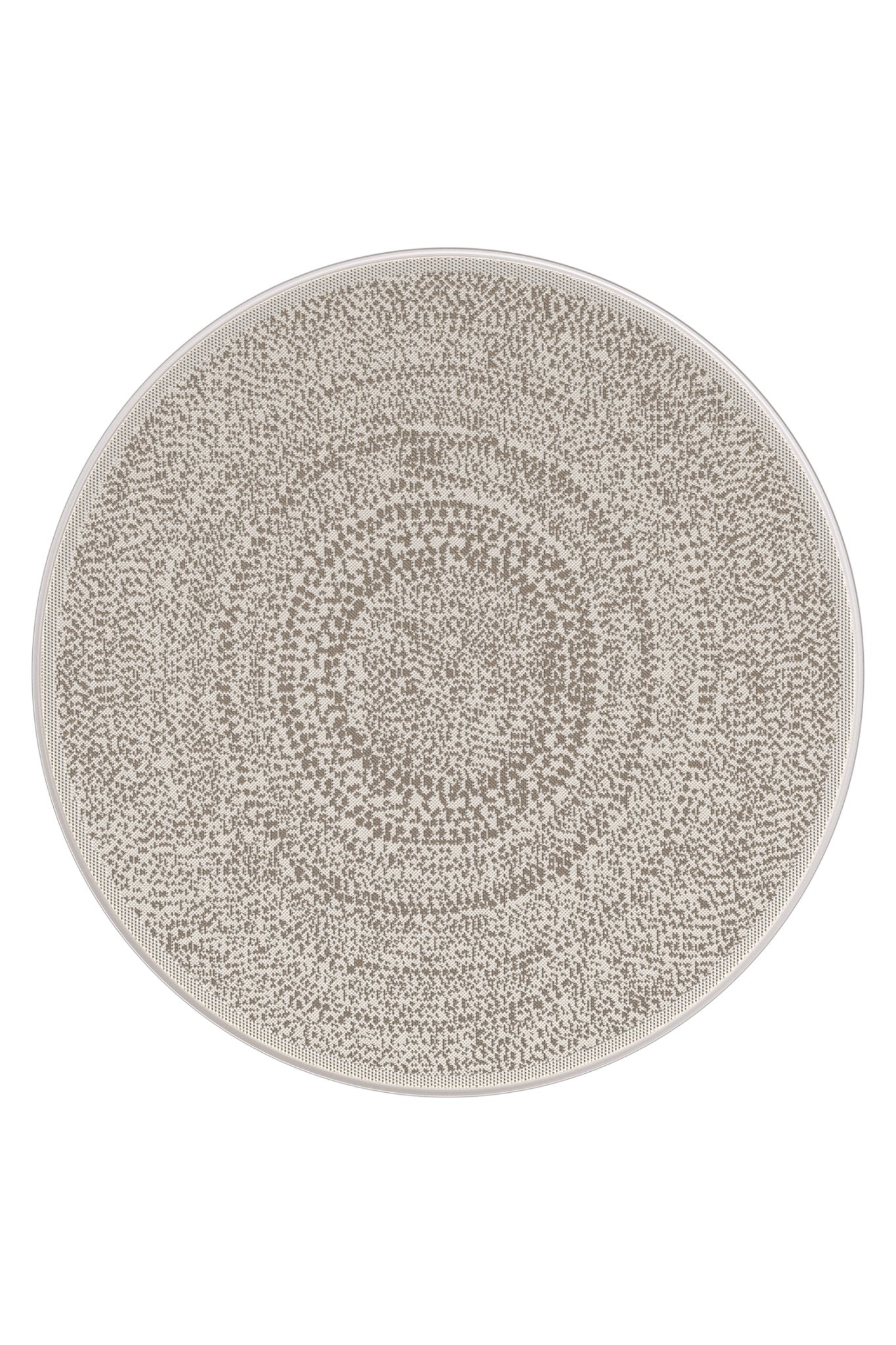 Tapis rond intérieur extérieur style ethnique beige