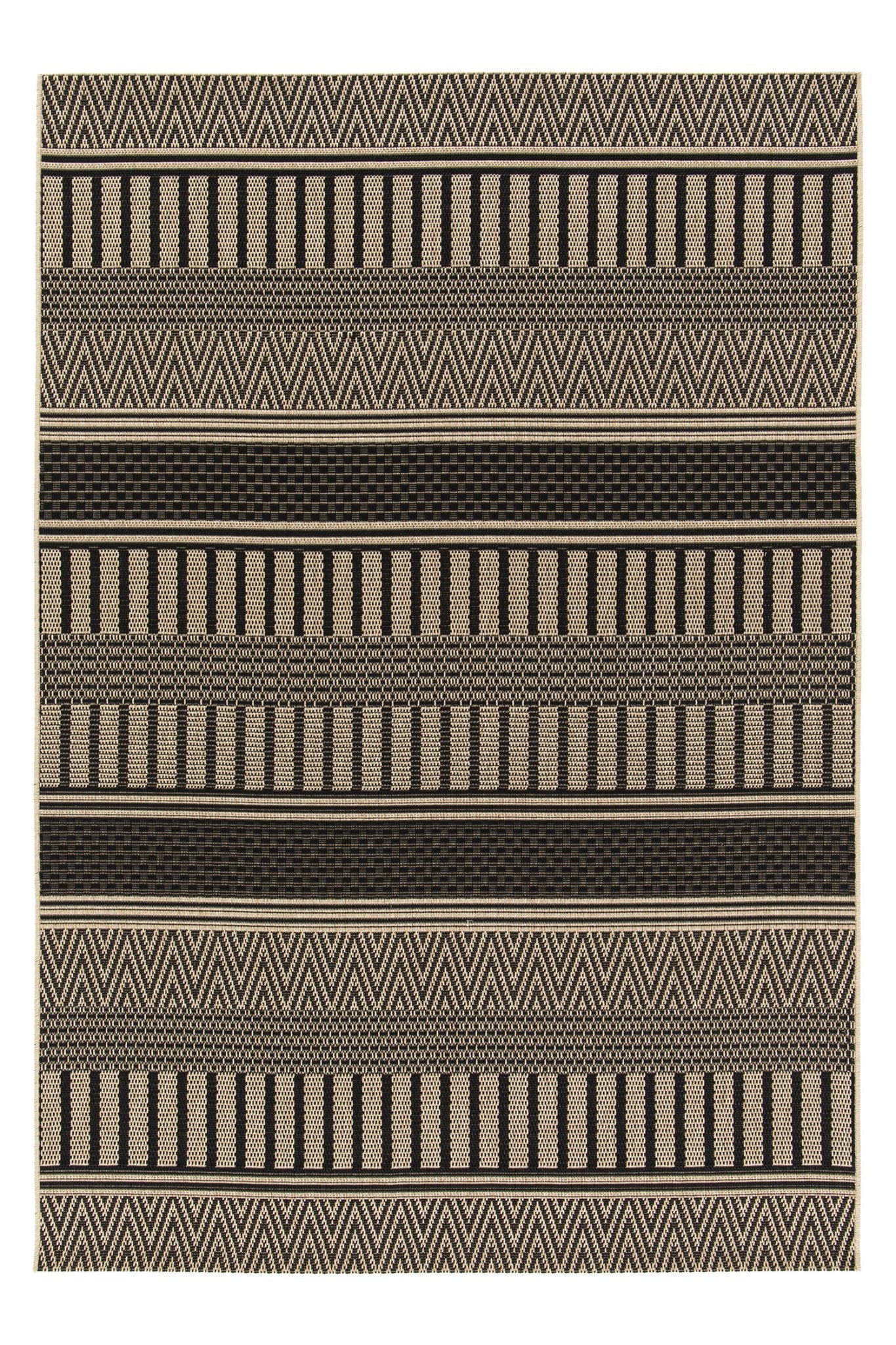 Tapis intérieur extérieur de style ethnique noir