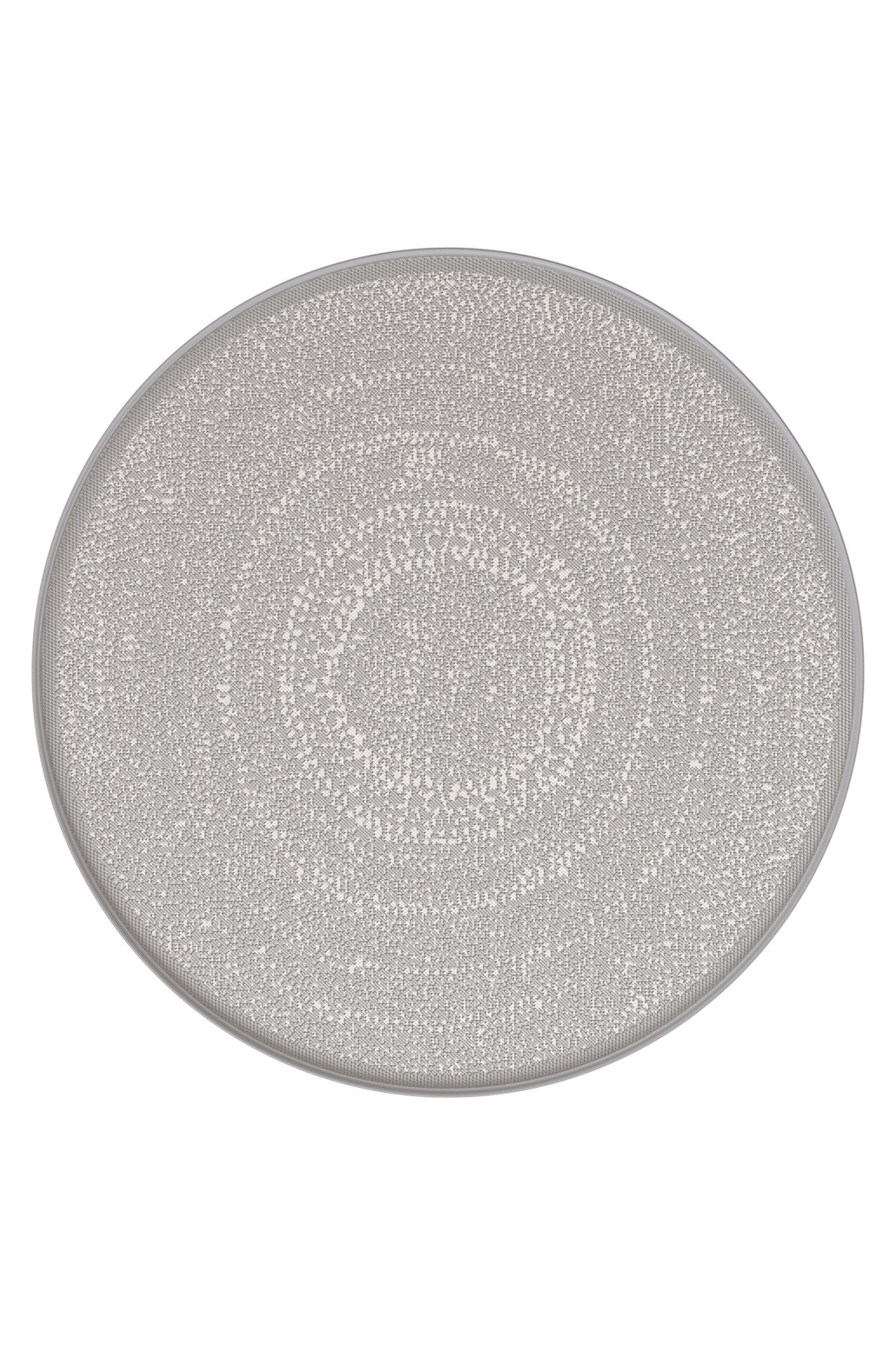 Tapis rond intérieur extérieur style ethnique gris