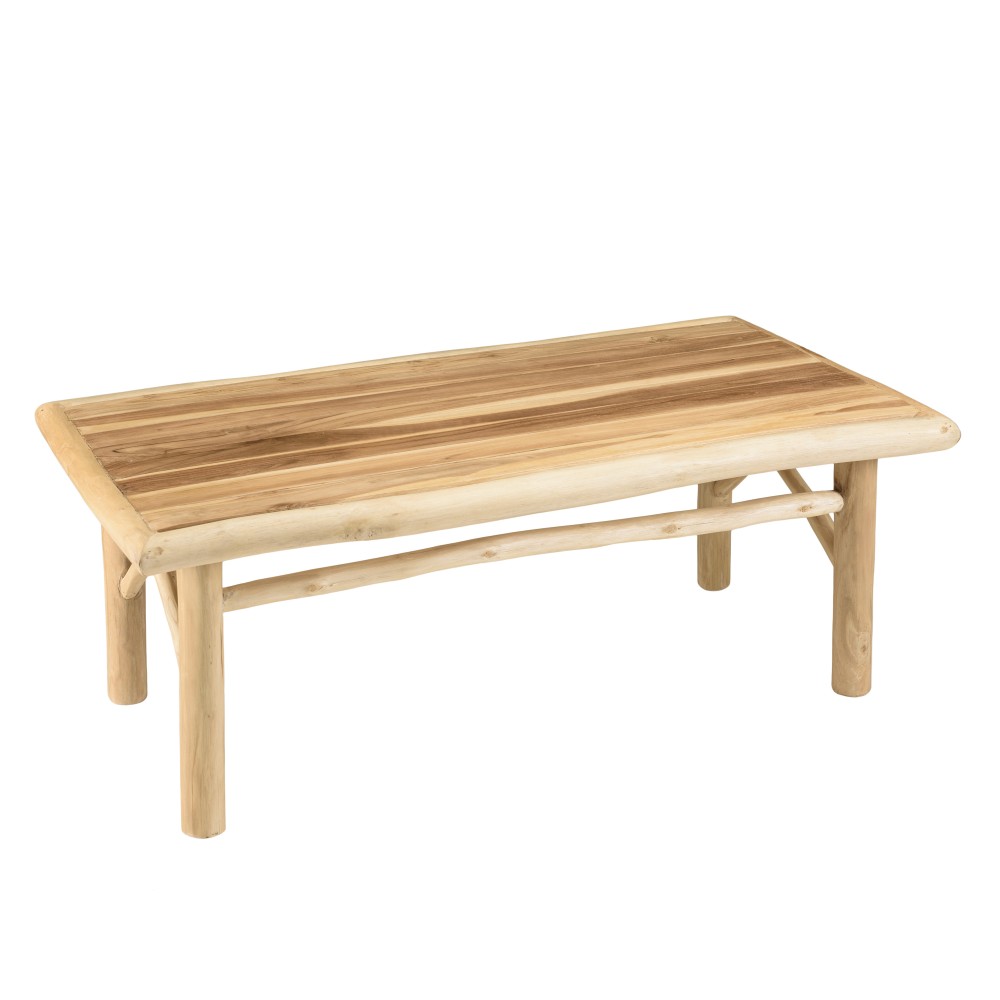 Table basse rectangulaire en branches de teck naturel