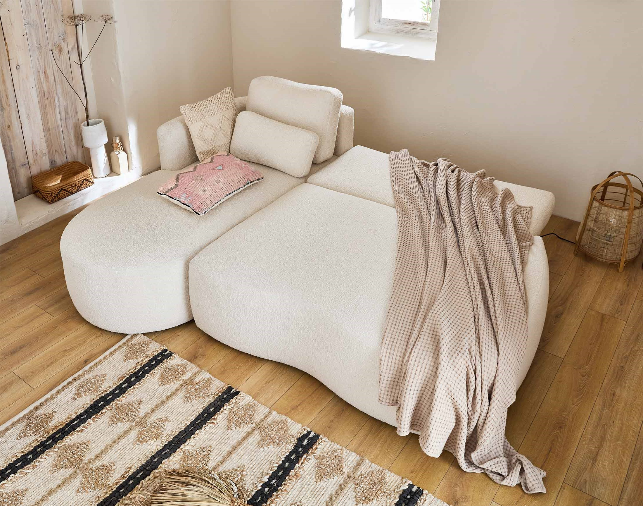 mahina - Canapé bouclette Beige - Vue supplémentaire 2