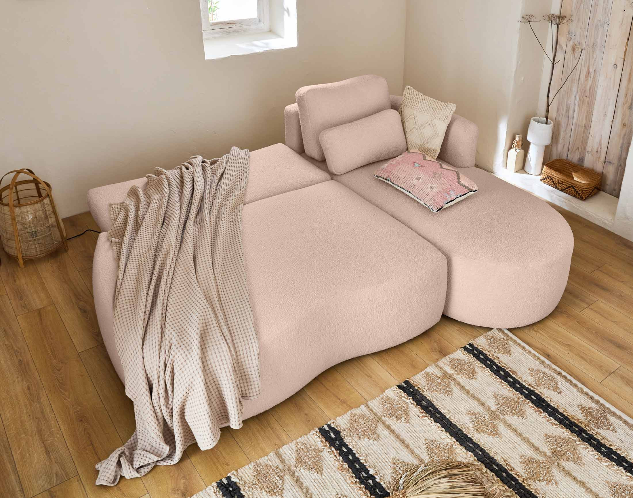 mahina - Canapé bouclette Rose - Vue supplémentaire 2