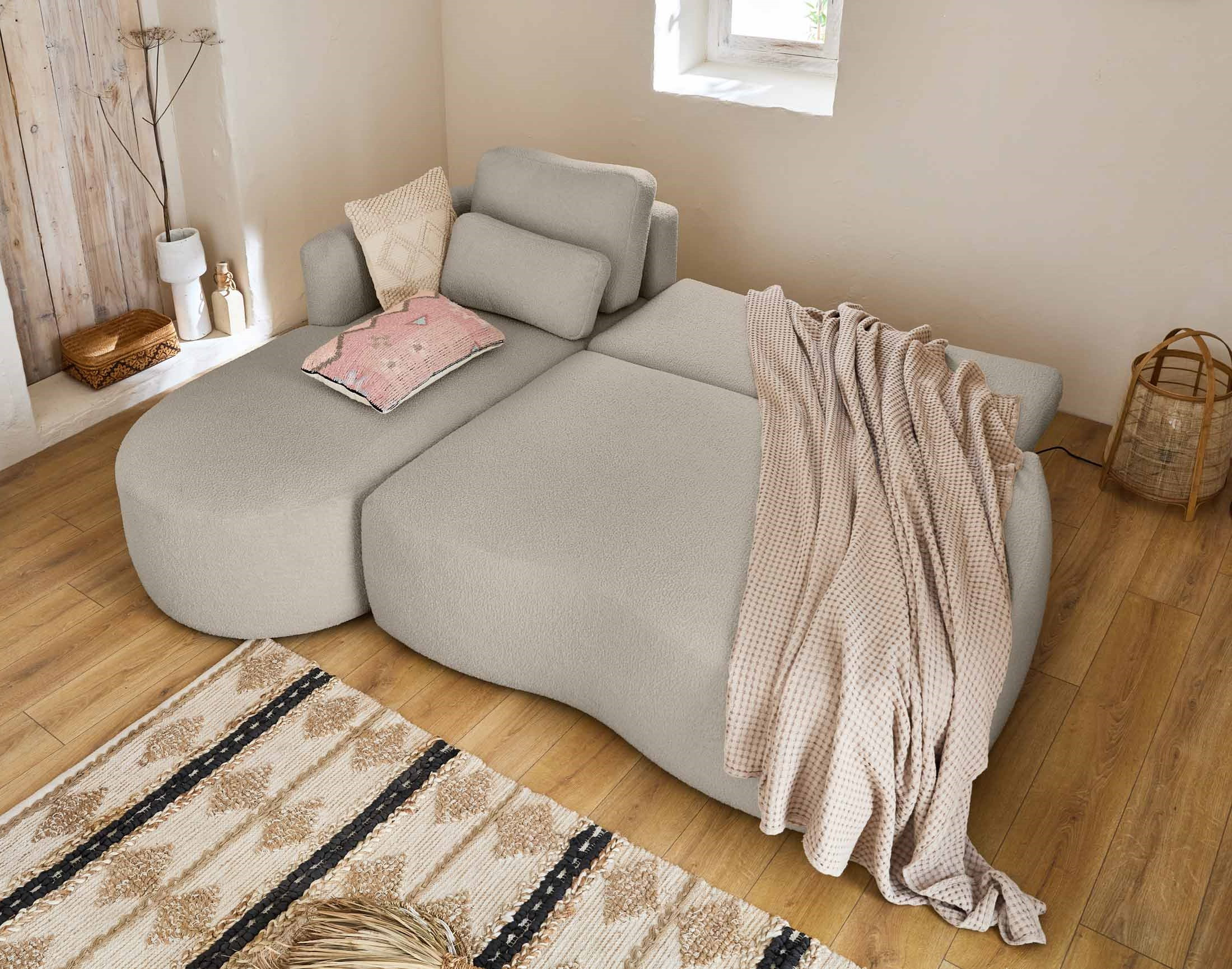 mahina - Canapé bouclette beige - Vue supplémentaire 2