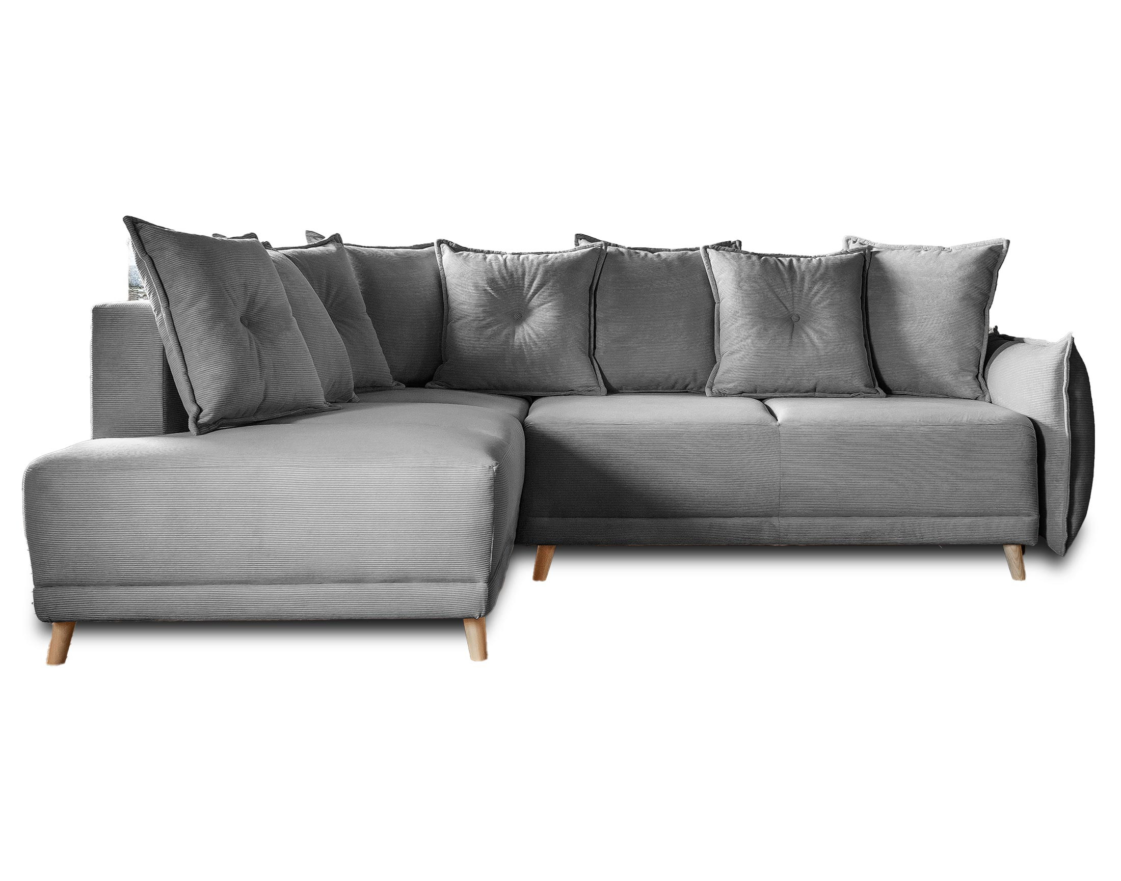 Canapé d'angle 5 places Gris Tissu Design Promotion