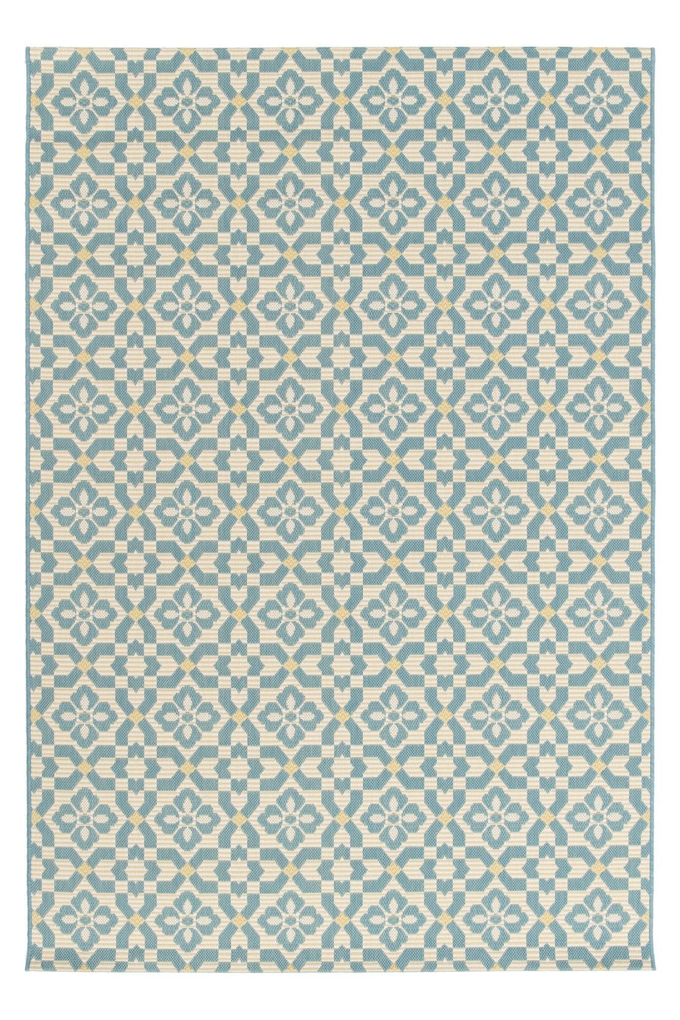 Tapis graphique intérieur exterieur bleu