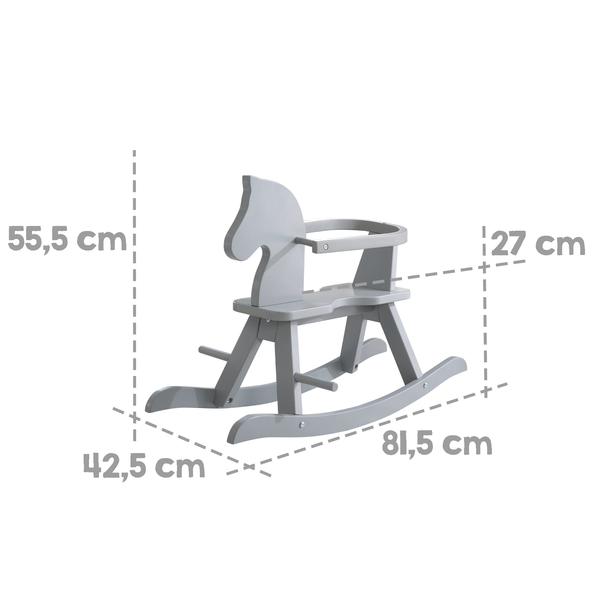 Cheval à bascule avec arceau de sécurité amovible en bois gris (roba) - Image 3