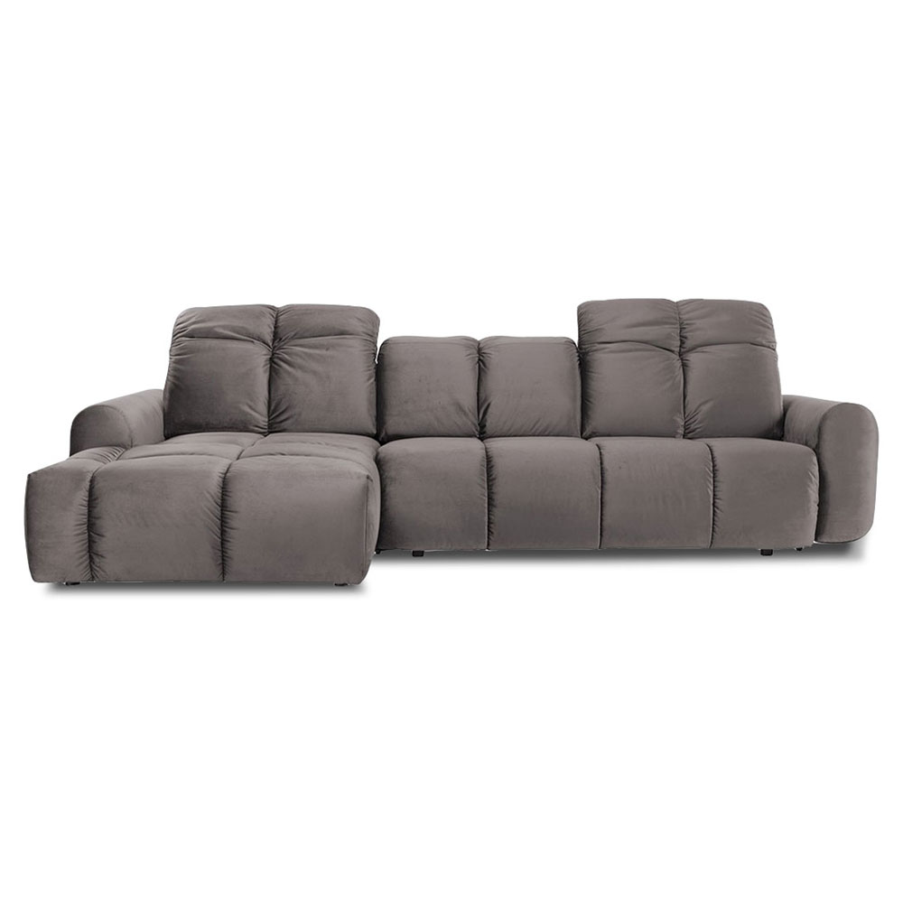 Canapé d'angle 4 places Gris Tissu Luxe Moderne Confort