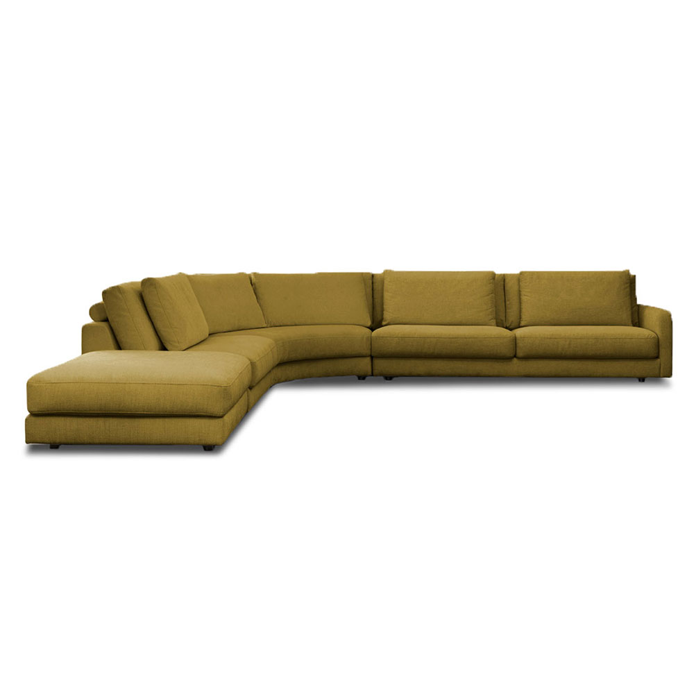 Canapé d'angle 6 places Jaune Tissu Luxe Design Confort