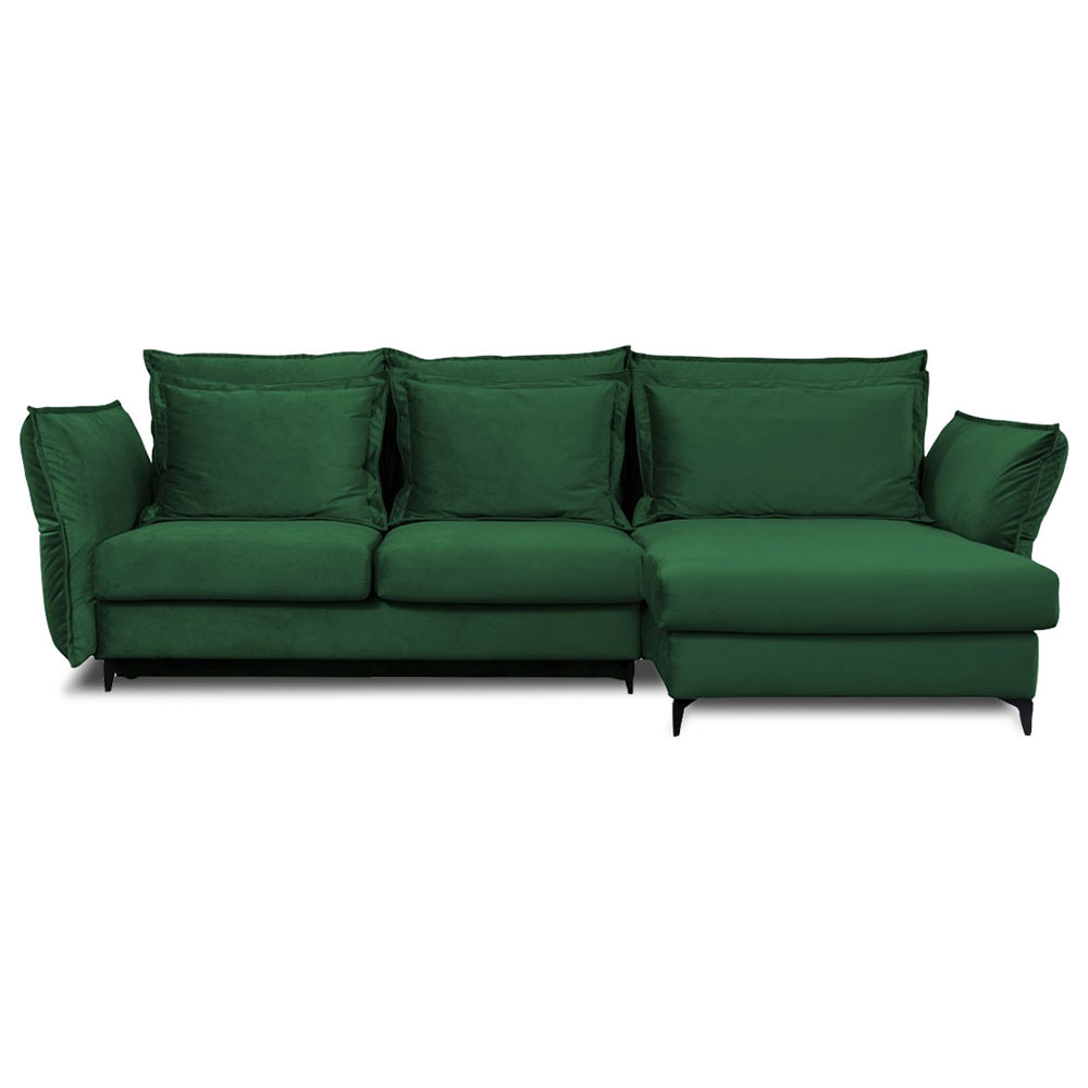 Canapé d'angle 3 places Tissu Design Confort Vert Promotion