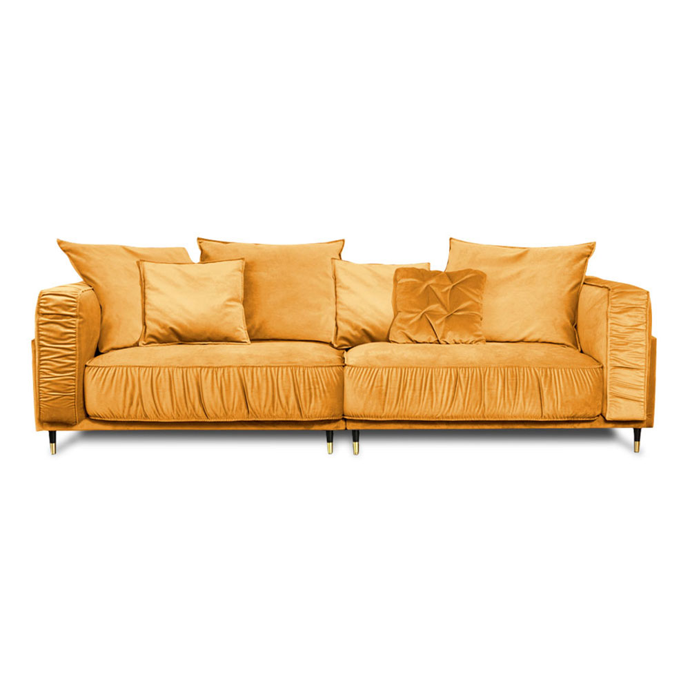 Canapé droit 4 places Jaune Tissu Design Confort Promotion