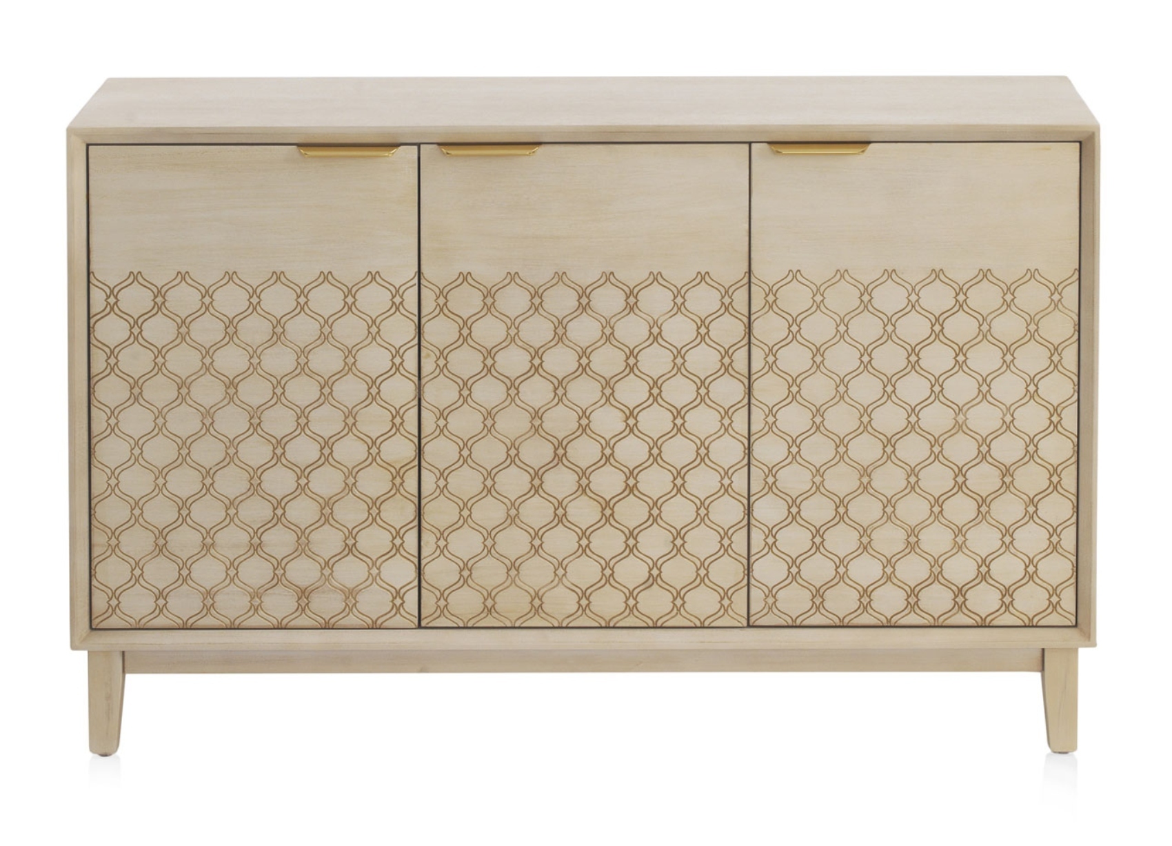 Buffet 3 portes plaqué chêne beige finition beige