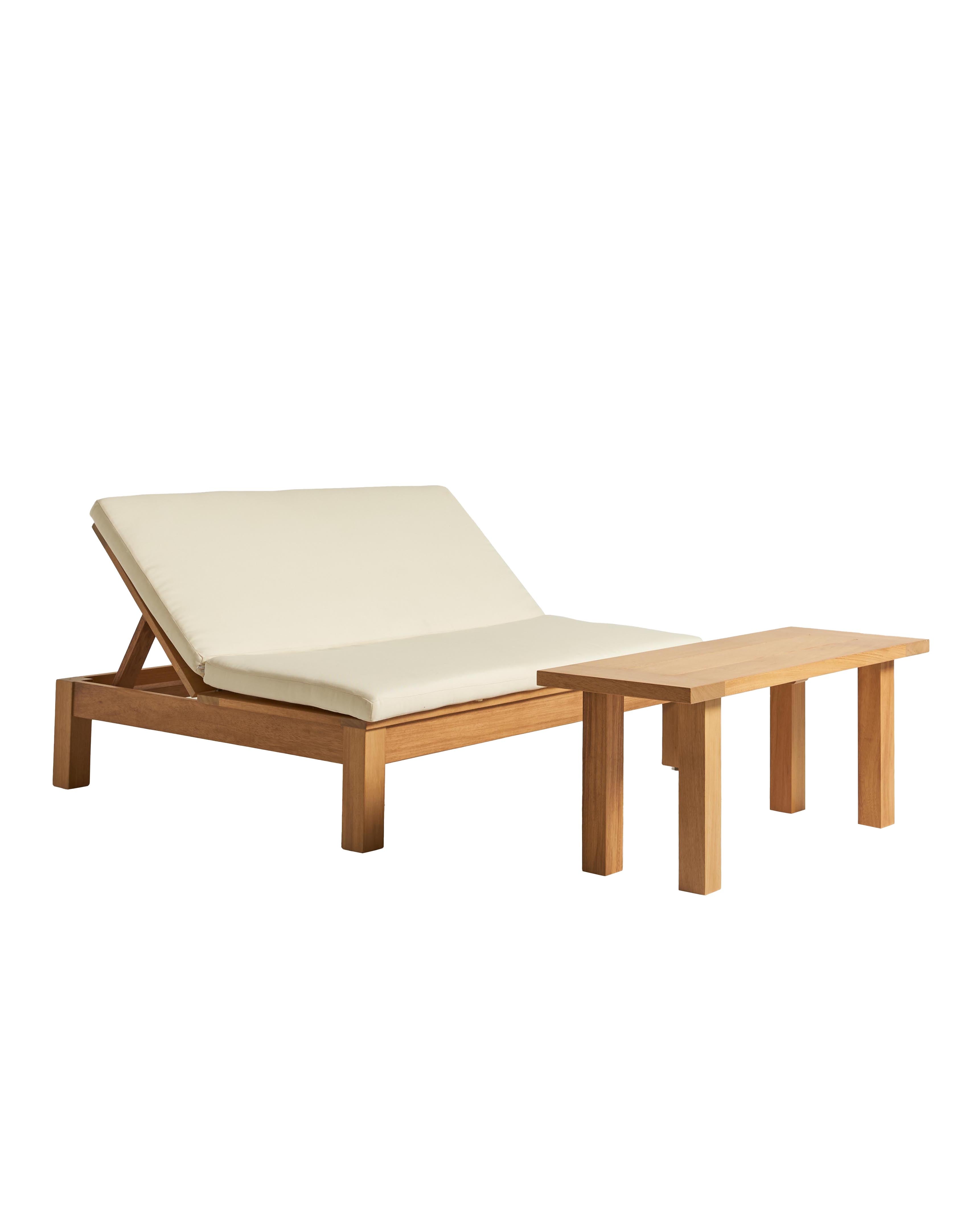 Pack canapé avec table basse d'extérieur en bois d'iroko