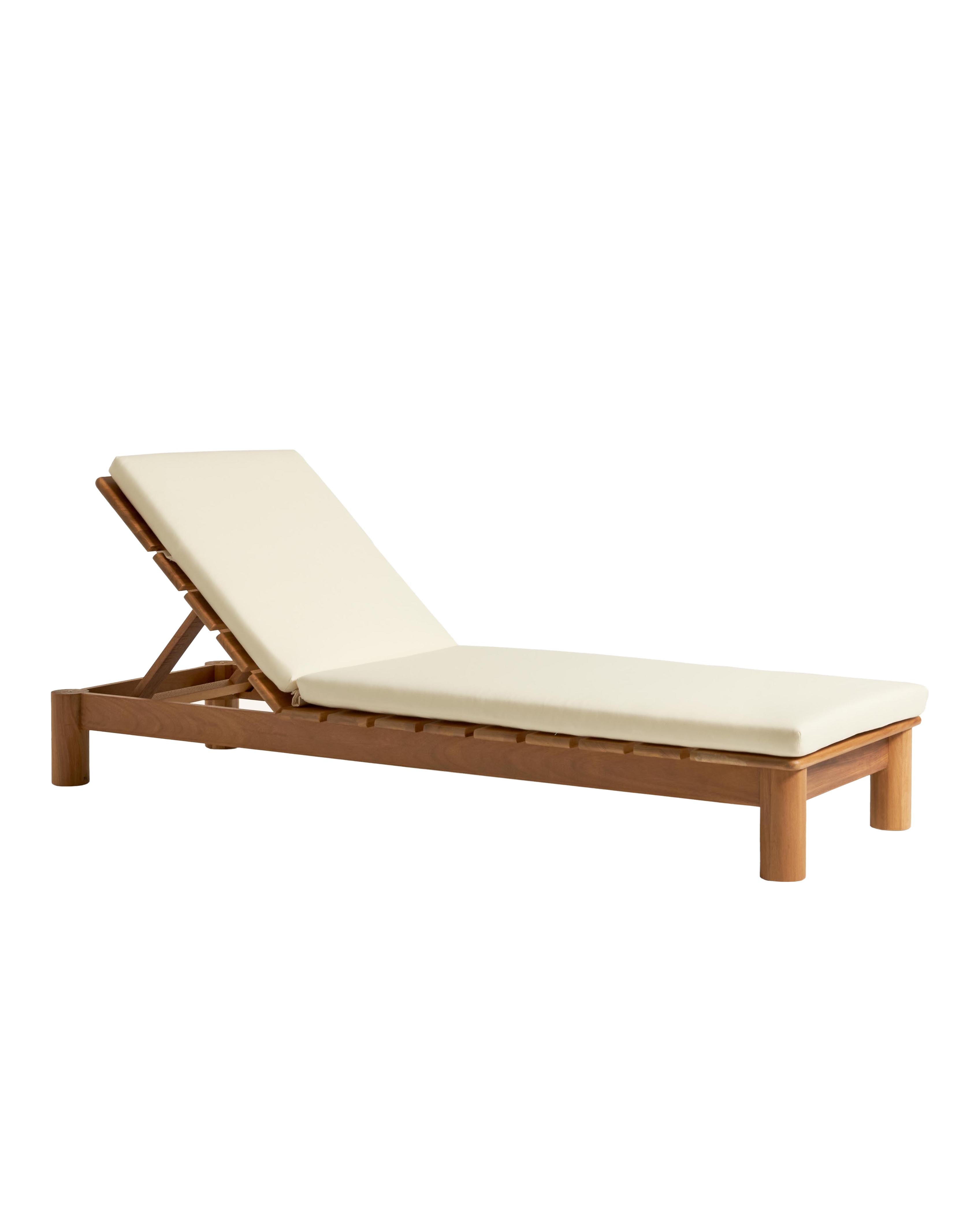 Transat d'extérieur en bois d'iroko avec coussin déhoussable