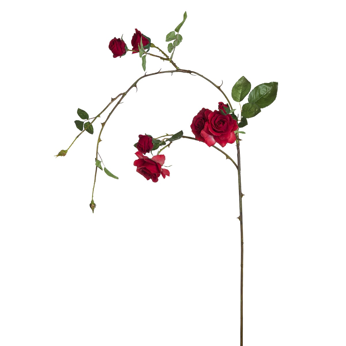 Branche tombante de roses artificielles rouges H130