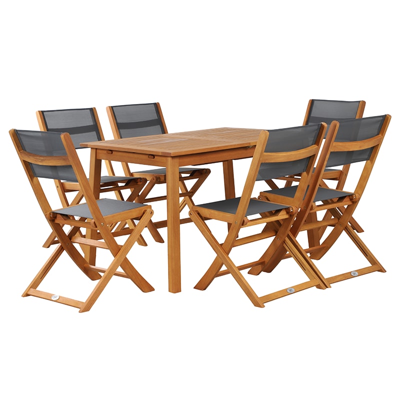 Ensemble table et chaises 6 places en bois avec housse