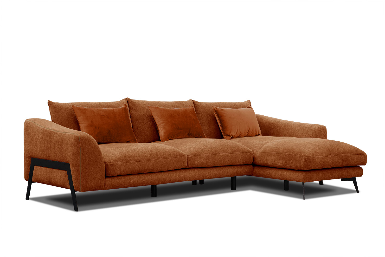 Canapé d'angle 4 places Marron Tissu Design Confort Promotion