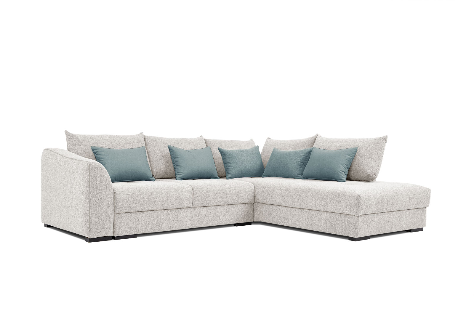 Canapé d'angle 5 places Beige Tissu Moderne Confort